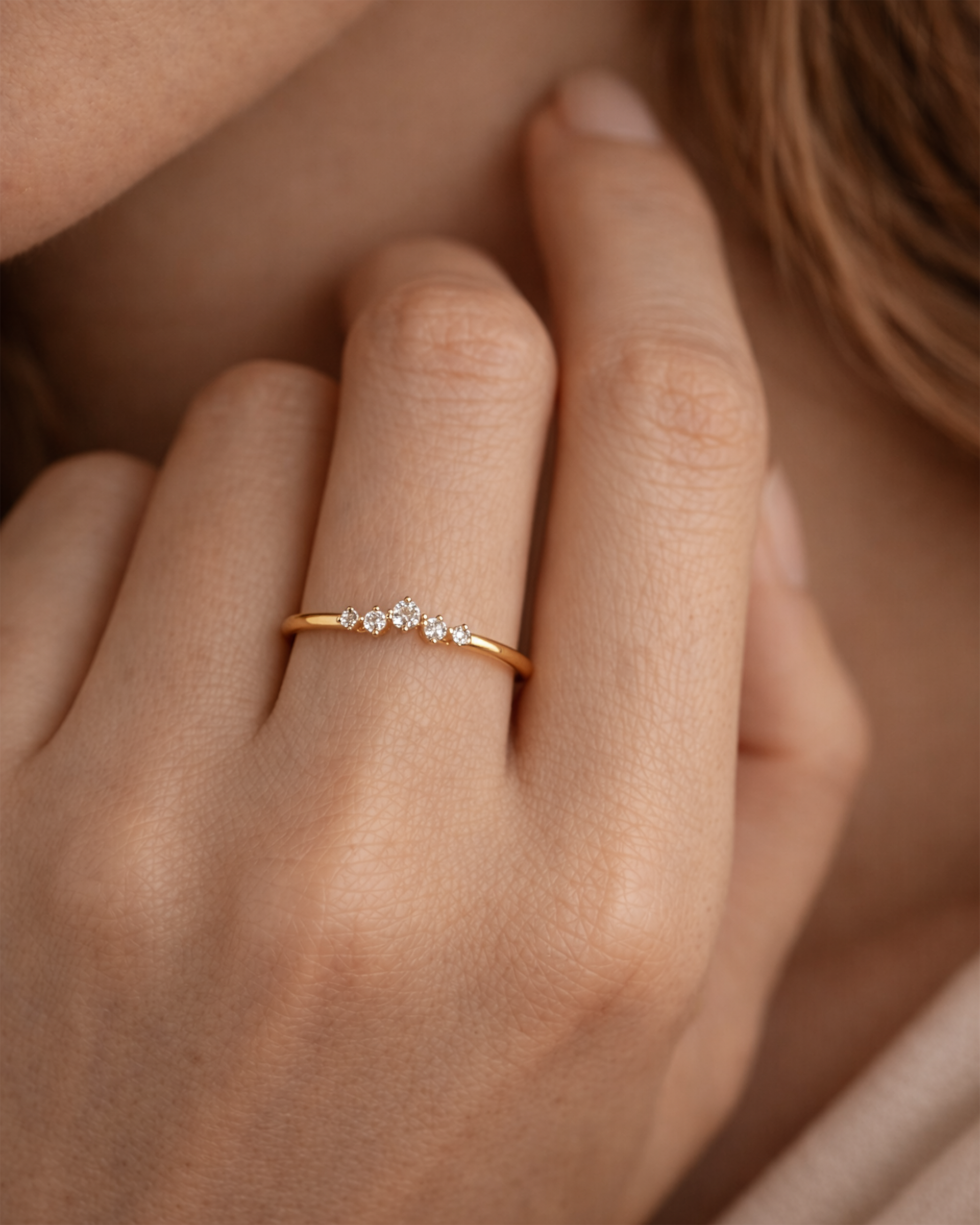 Crystal Chevron Ring in Gold — alternate view
