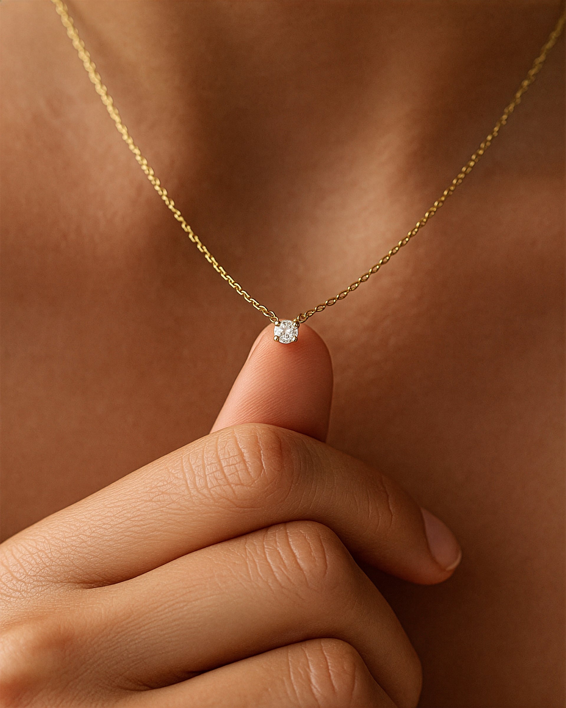 Mini Solitaire Necklace 4mm in Gold — alternate view