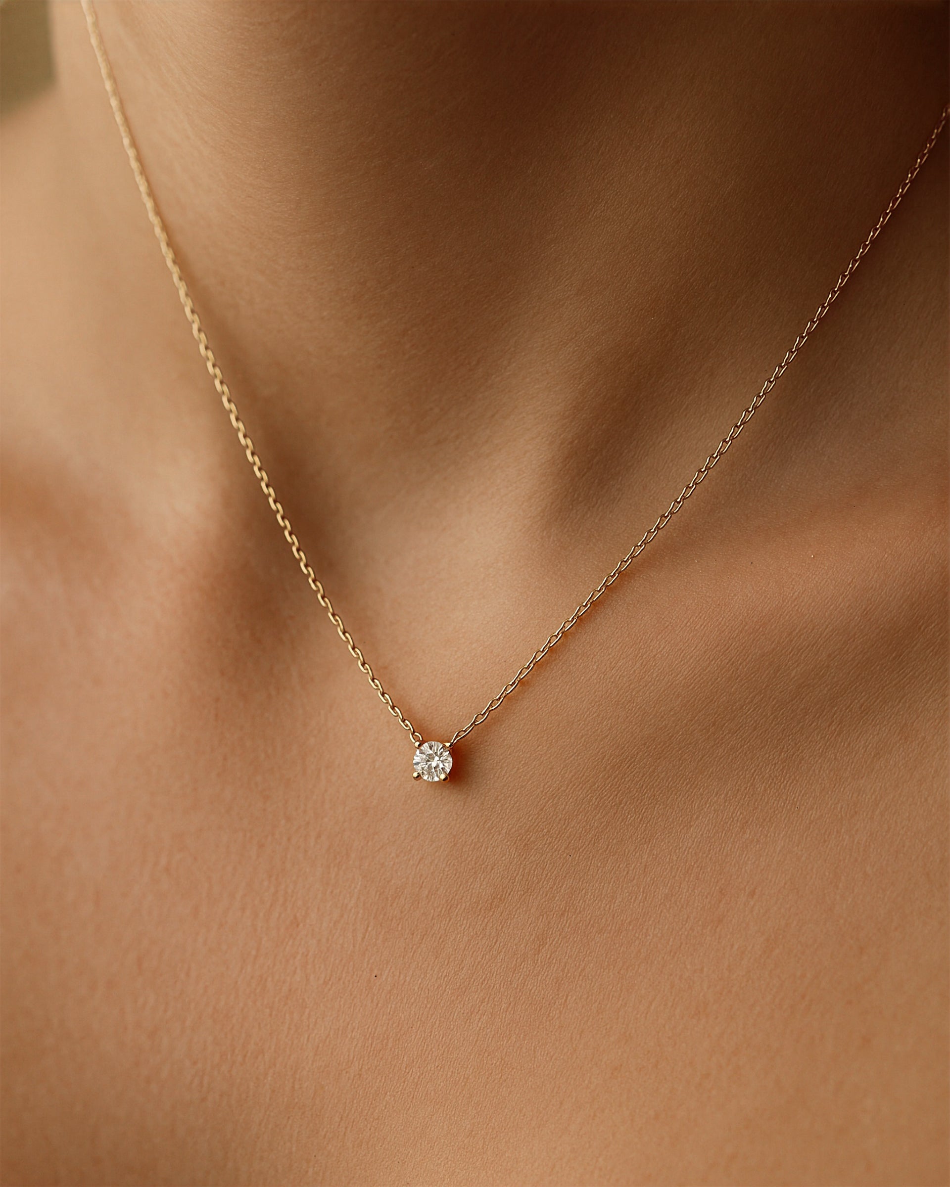 Mini Solitaire Necklace 4mm in Gold — alternate view