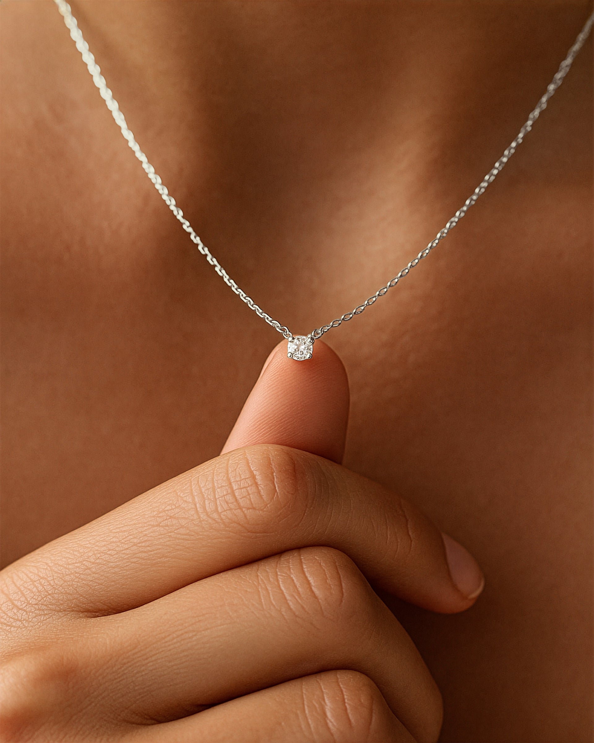 Mini Solitaire Necklace 4mm in Silver — alternate view