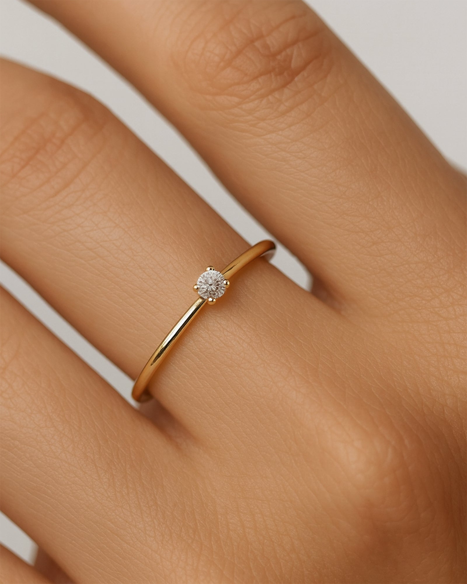 Mini Solitaire Ring in Gold — Crystal — alternate view