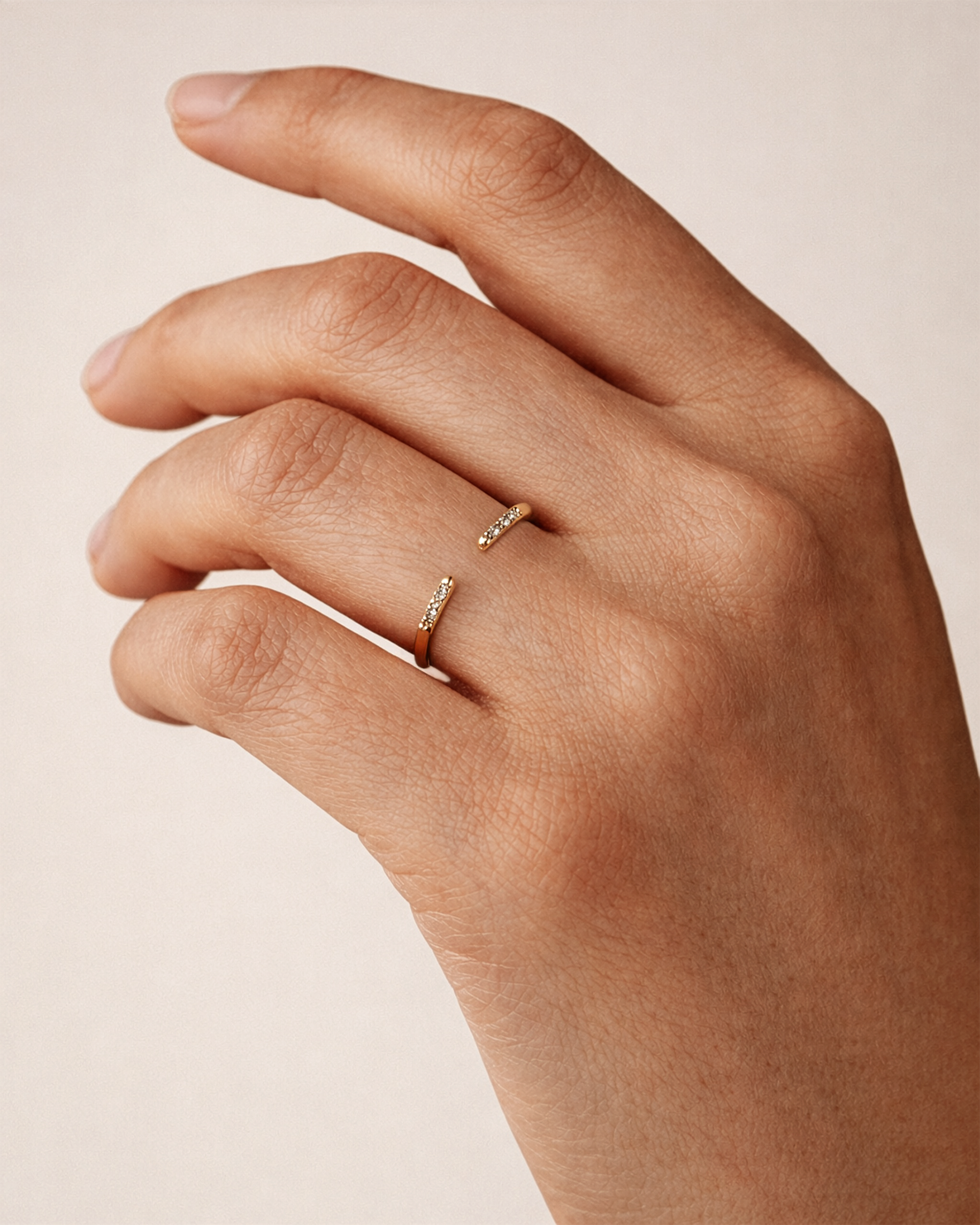 Open Pave Ring in Gold — Crystal — alternate view