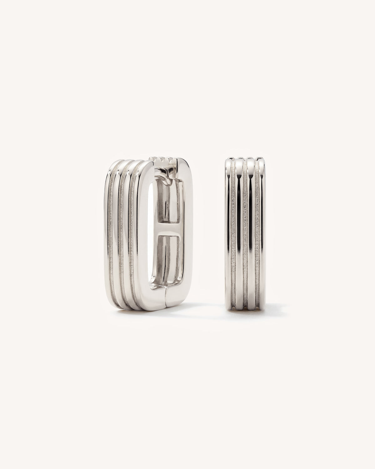 Ridge Square Huggie Hoops in Sterling Silver
