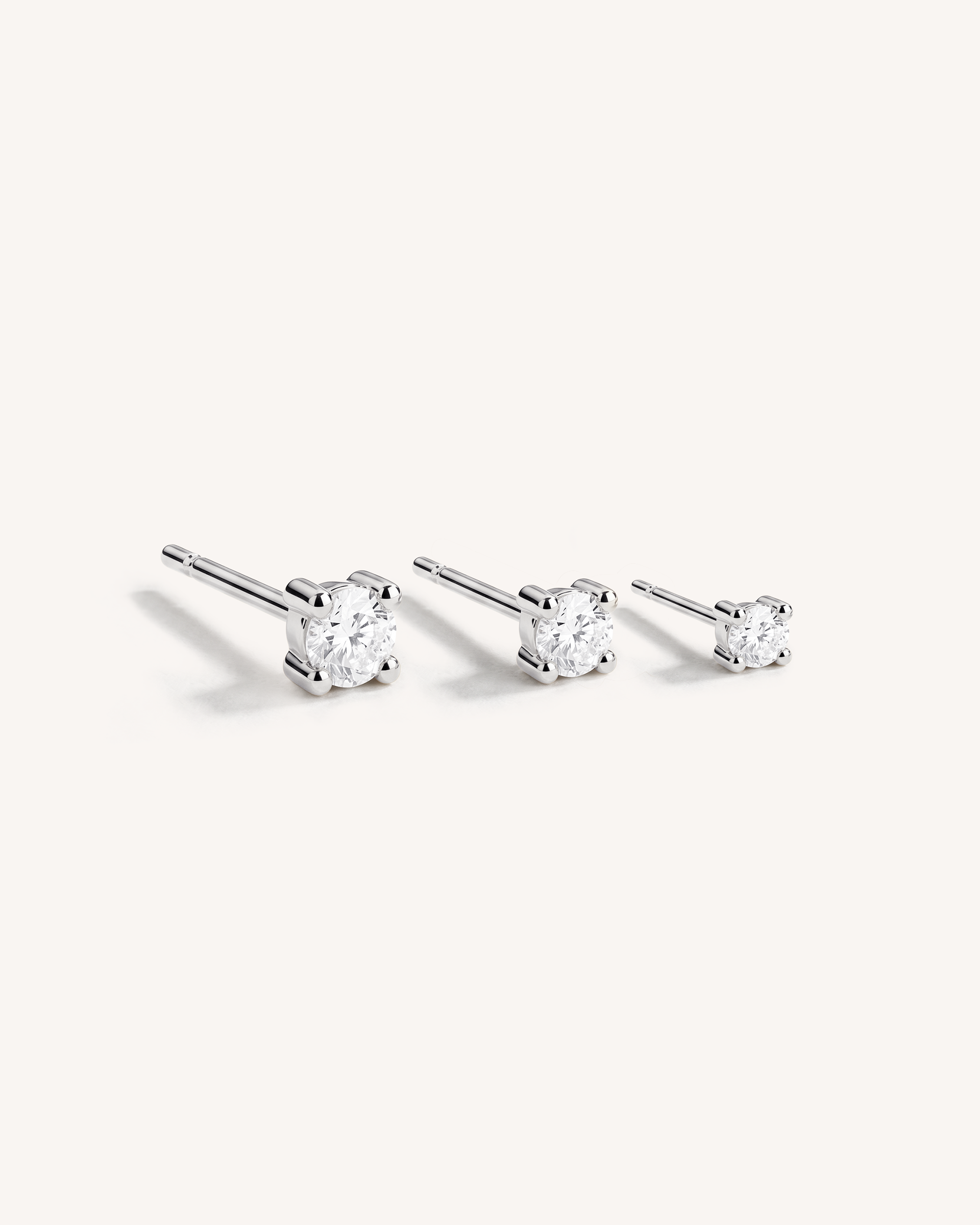 Solitaire Studs 3mm in Silver — Crystal — alternate view
