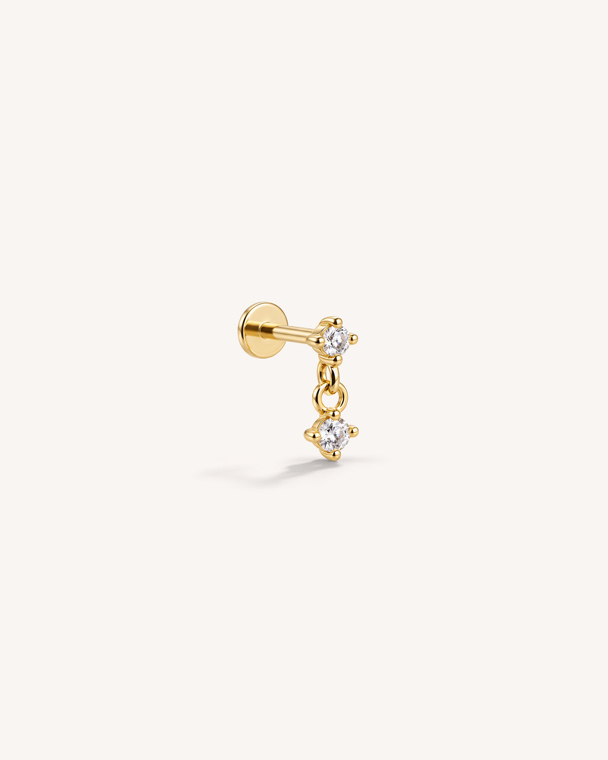Solitaire Drop Labret Stud in 18k Gold over 925 Sterling Silver