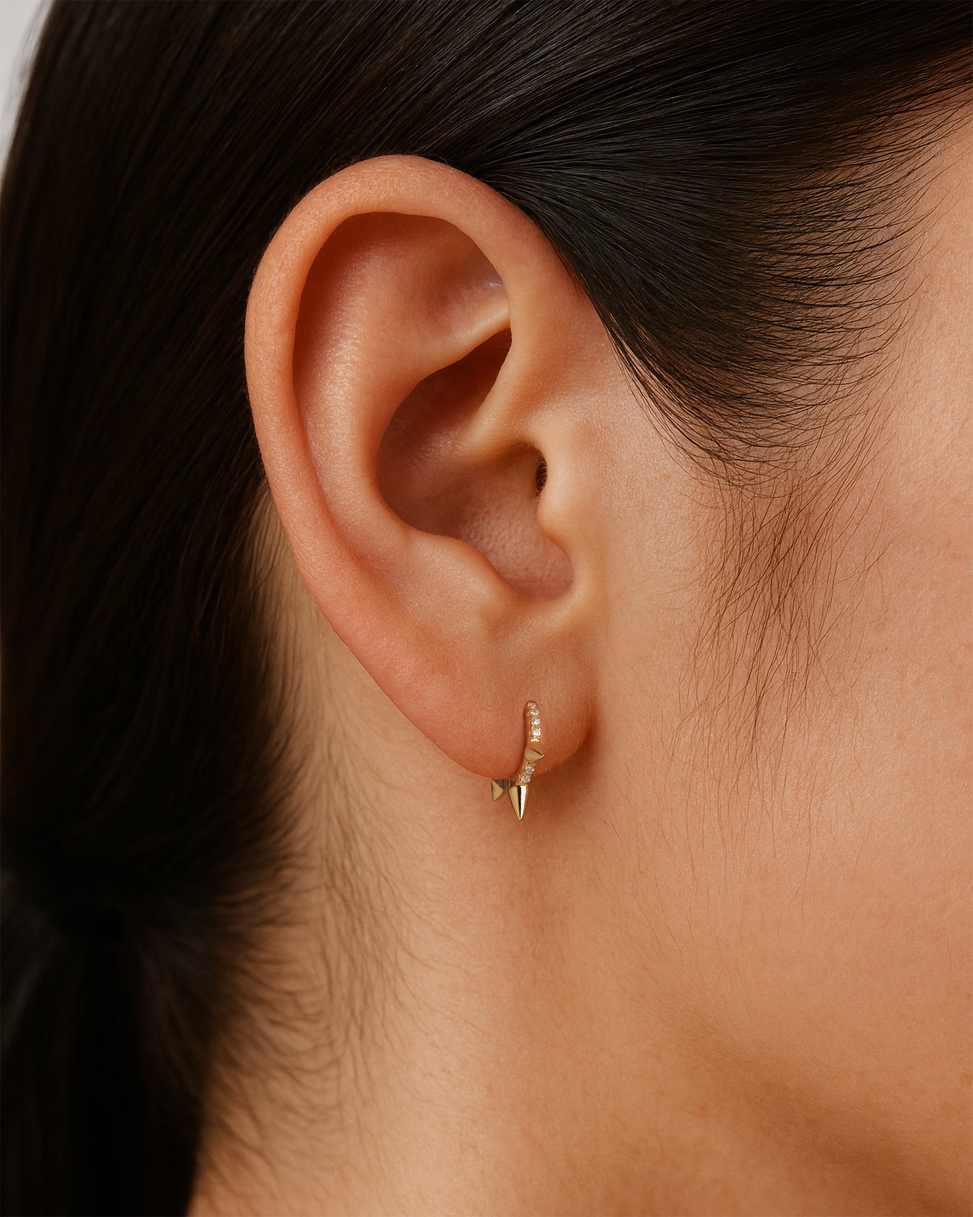 Trieste Pave Huggie Hoops in Gold — alternate view