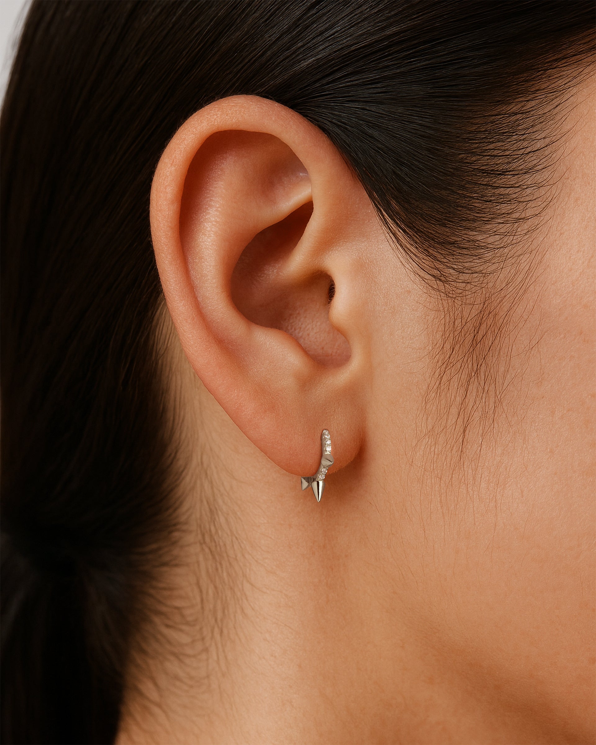 Trieste Pave Huggie Hoops in Silver — alternate view