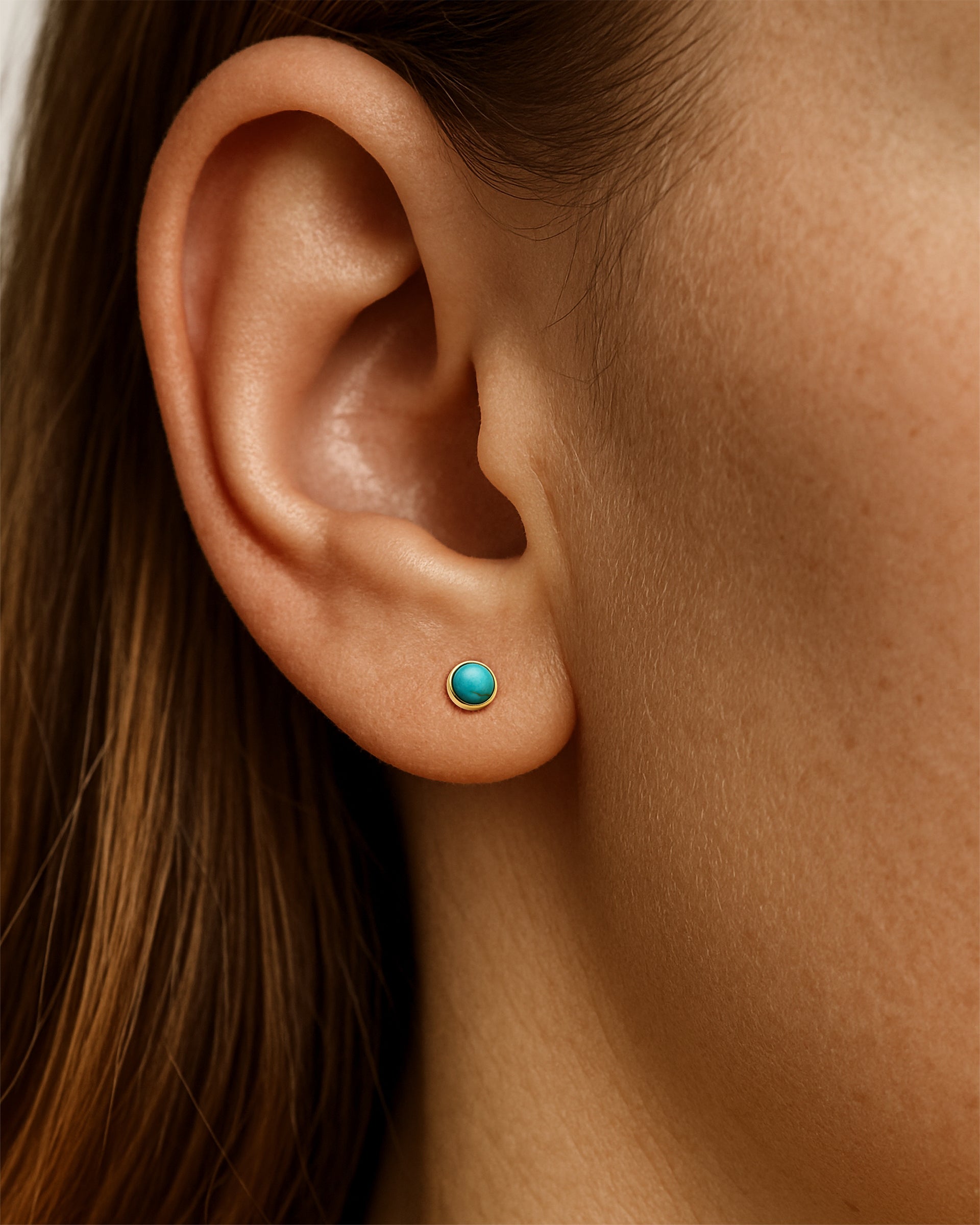 Turquoise Studs 5mm in Gold — alternate view