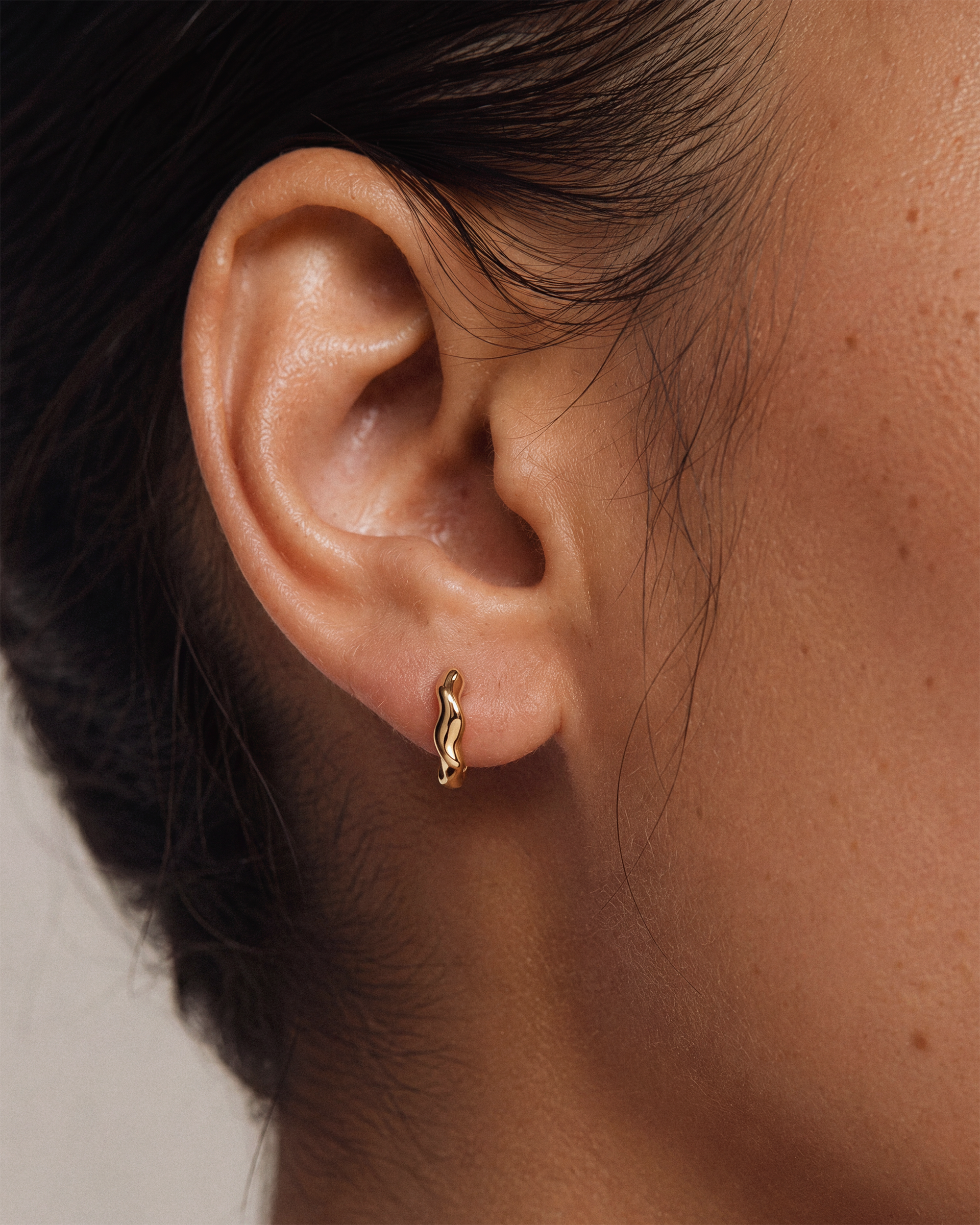 Wavy Hoops in Gold — alternate view