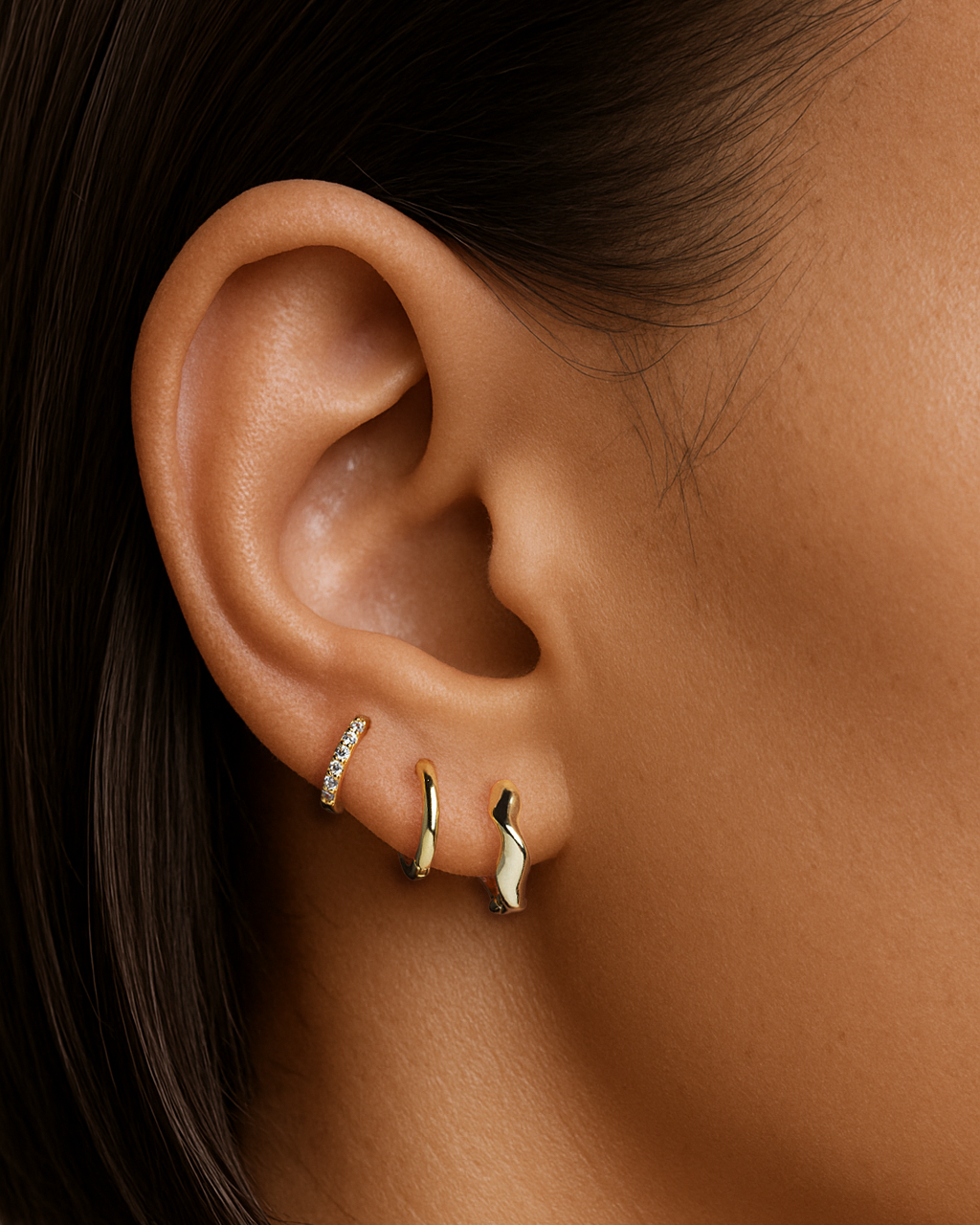 Wavy Hoops in Gold — alternate view