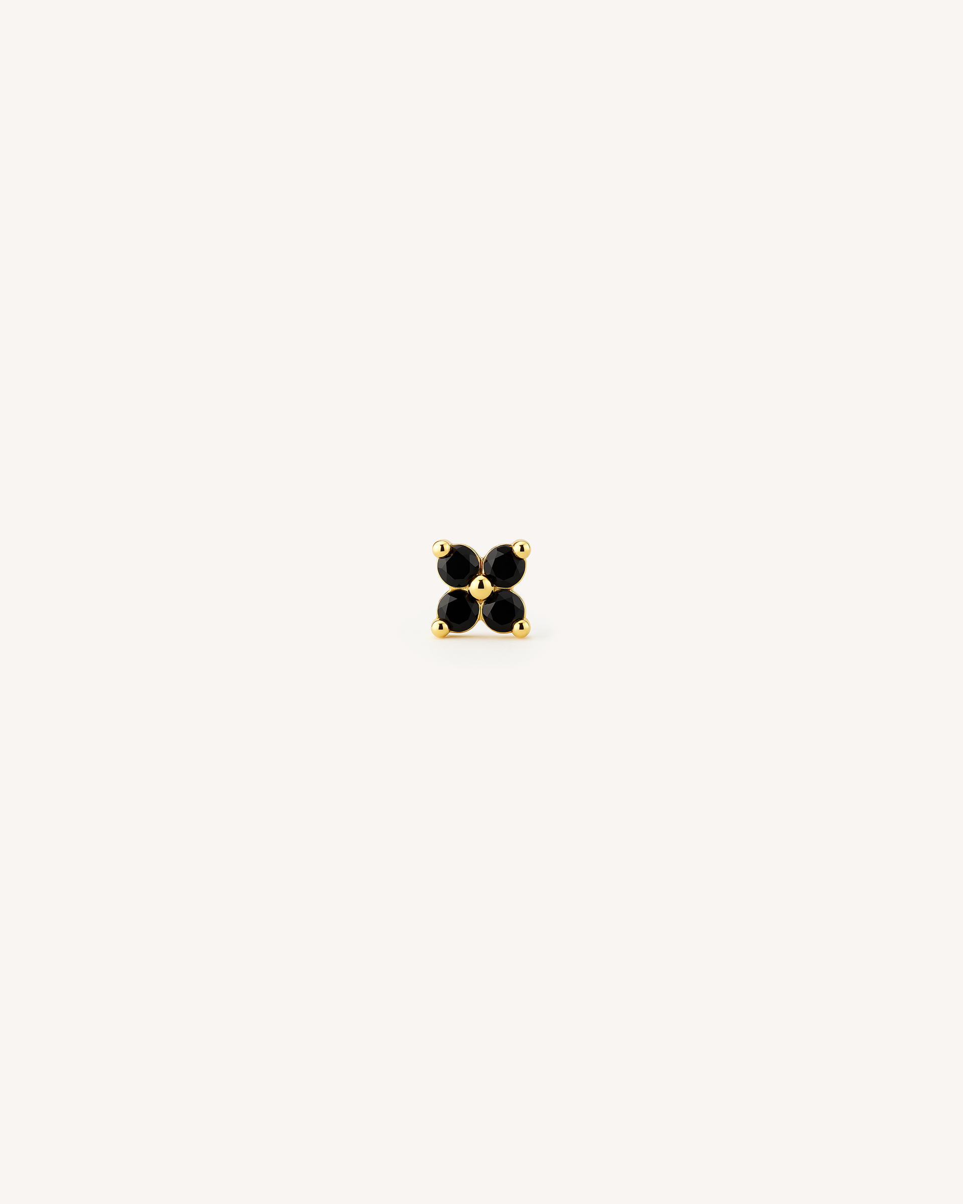Flower Barbell Stud in Gold — Onyx — alternate view