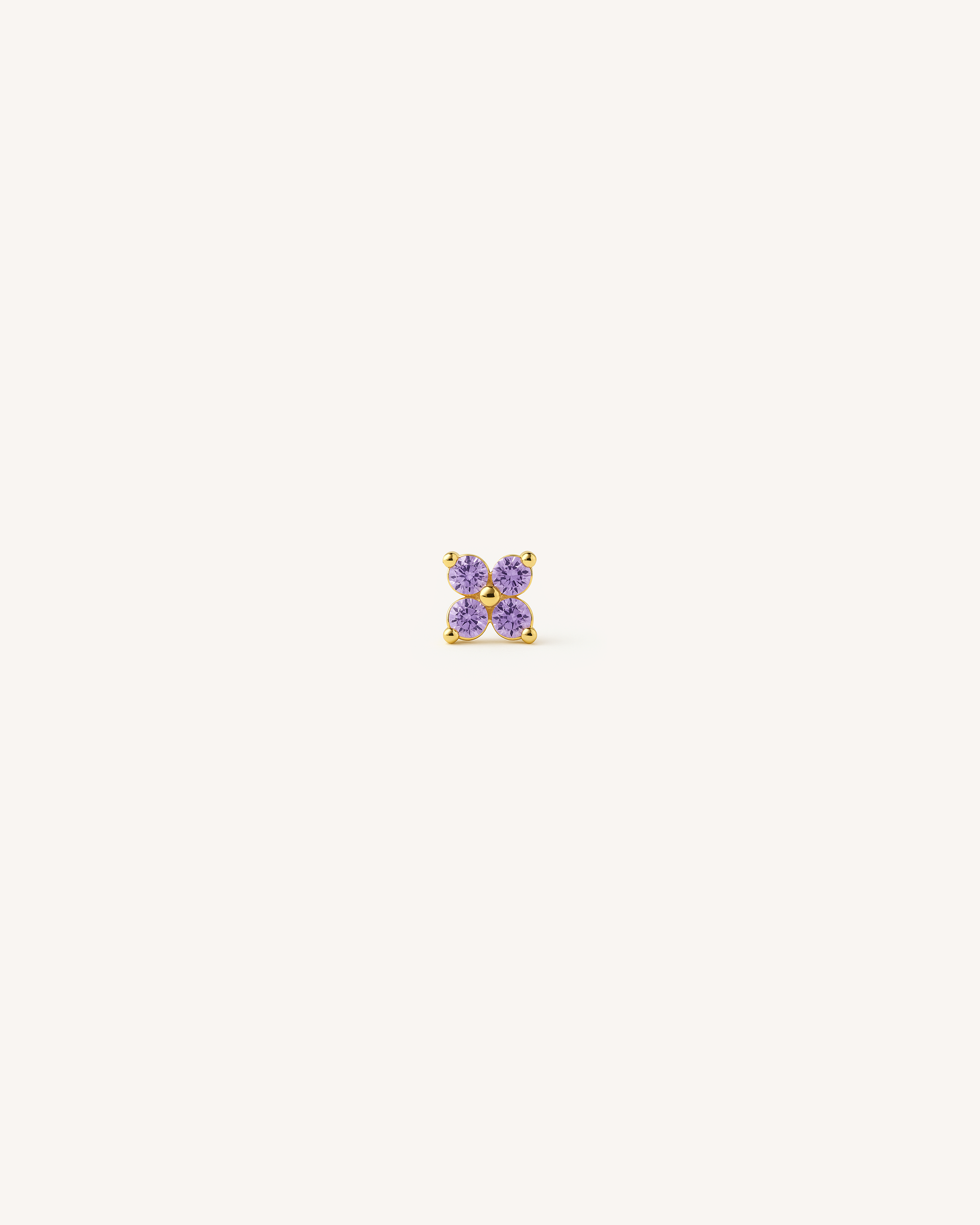 Flower Barbell Stud in Gold — Amethyst — alternate view