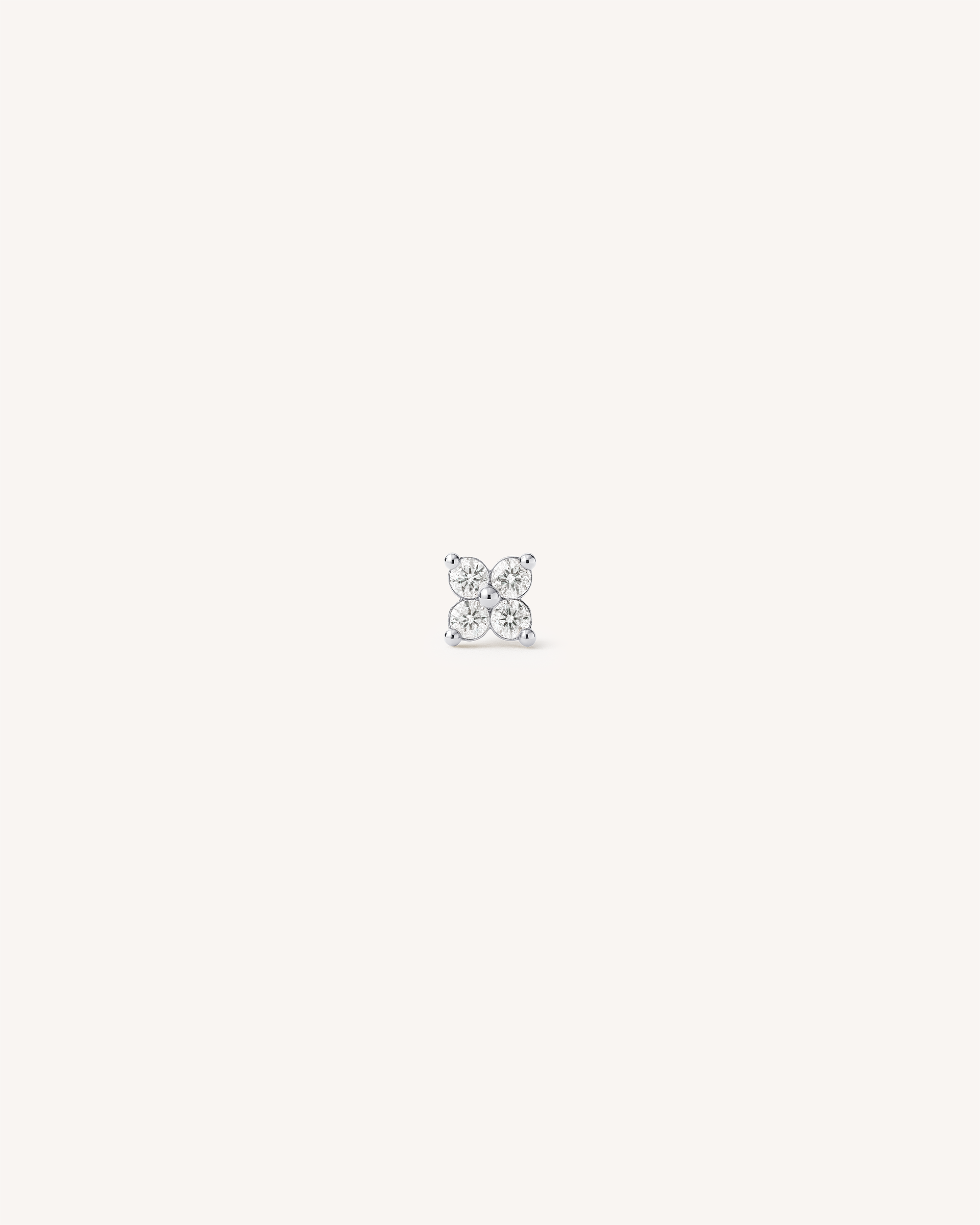 Flower Barbell Stud in Silver — Crystal — alternate view