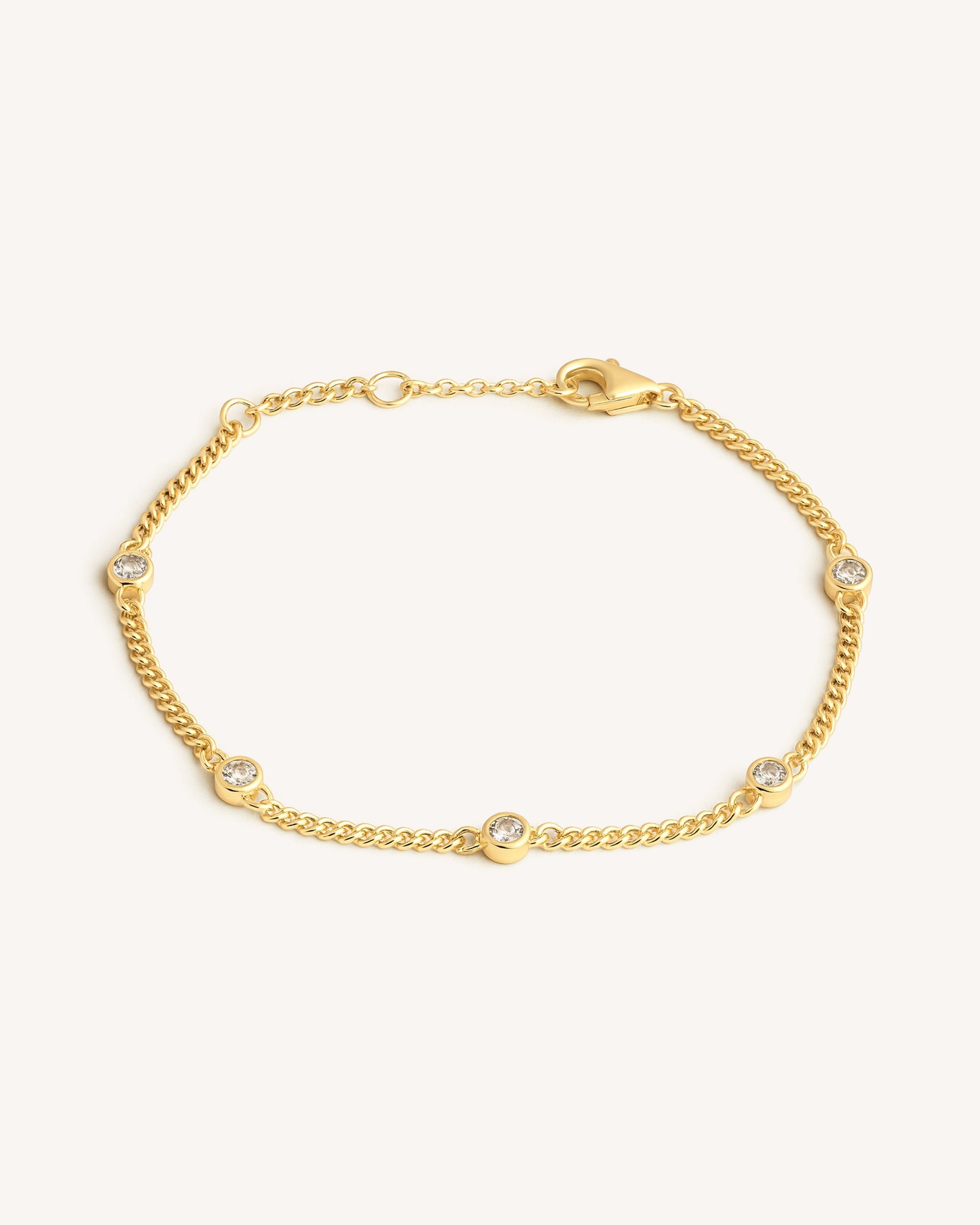 Curb Chain 5-Bezel Bracelet in Gold