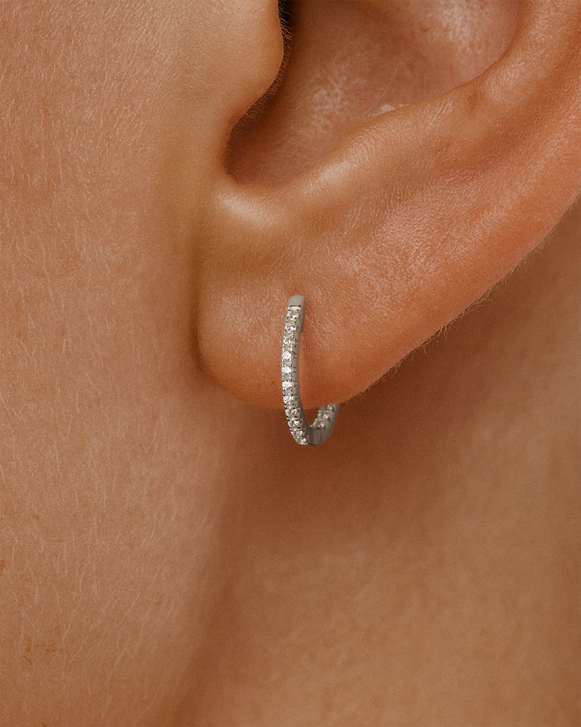 Medium Pave Hoops in Silver — alternate view