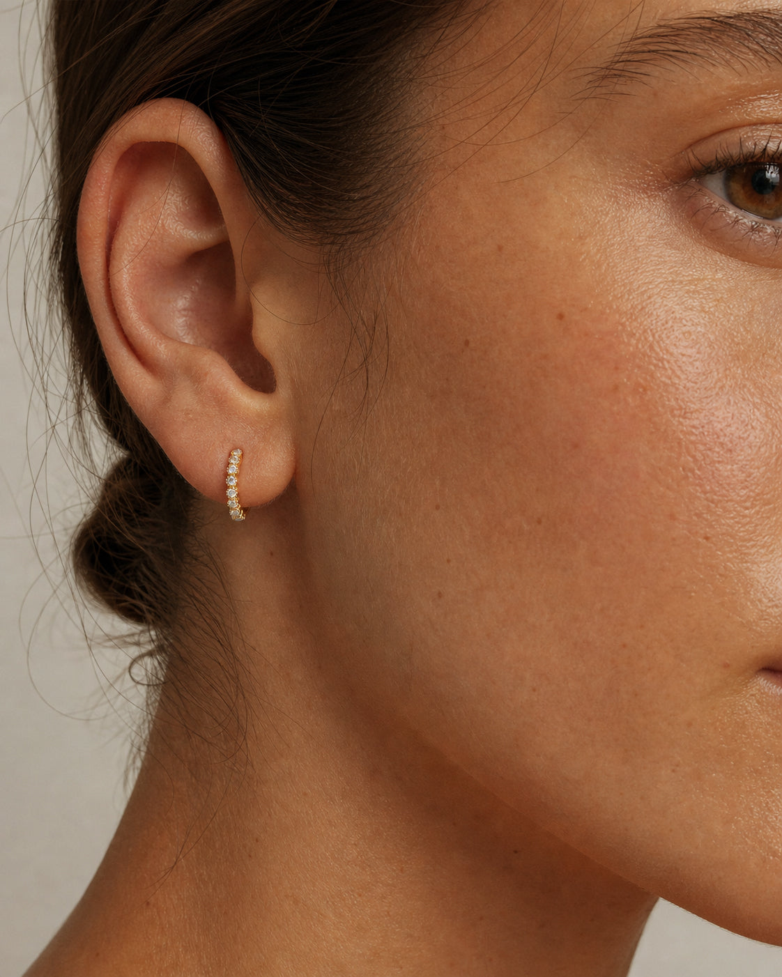 Milgrain Hoops in Gold — alternate view