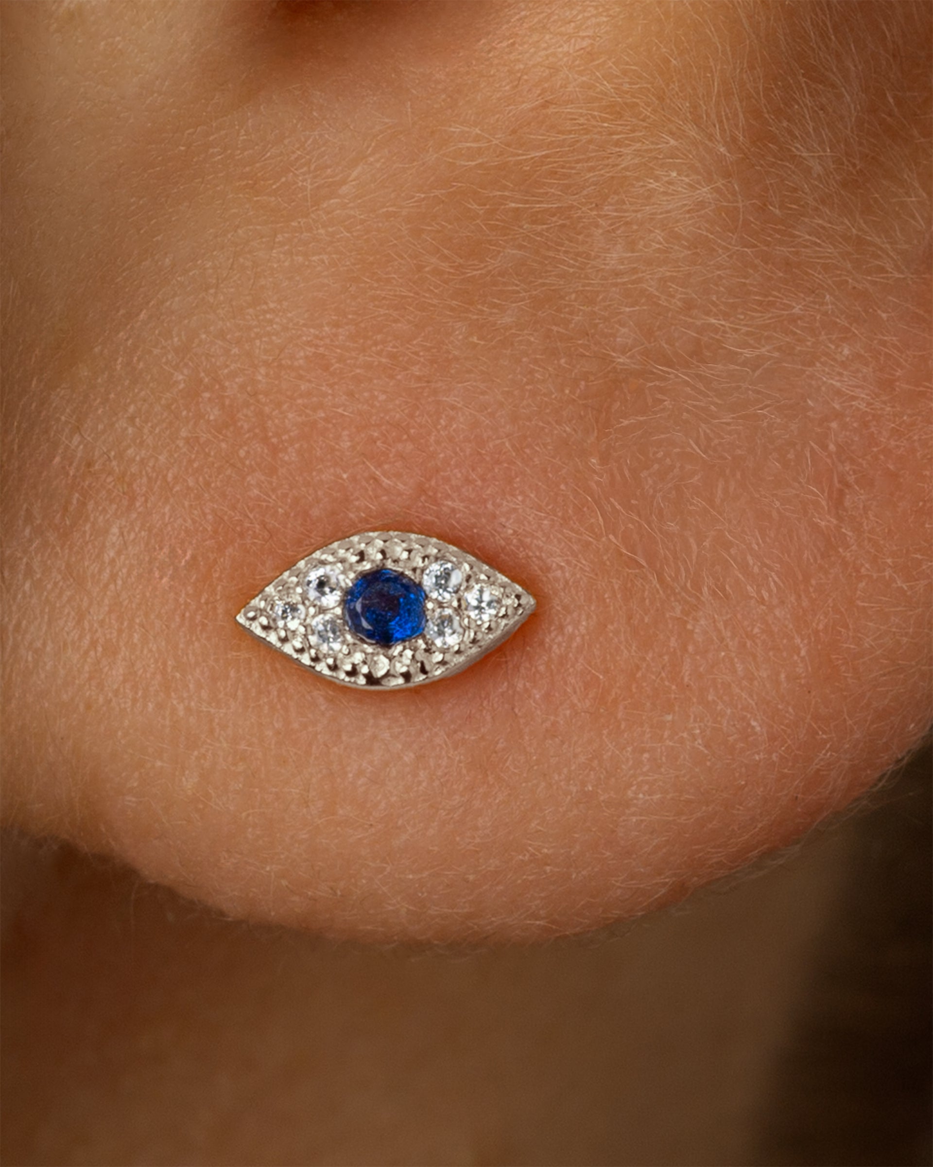 Mini Evil Eye Studs in Silver — alternate view