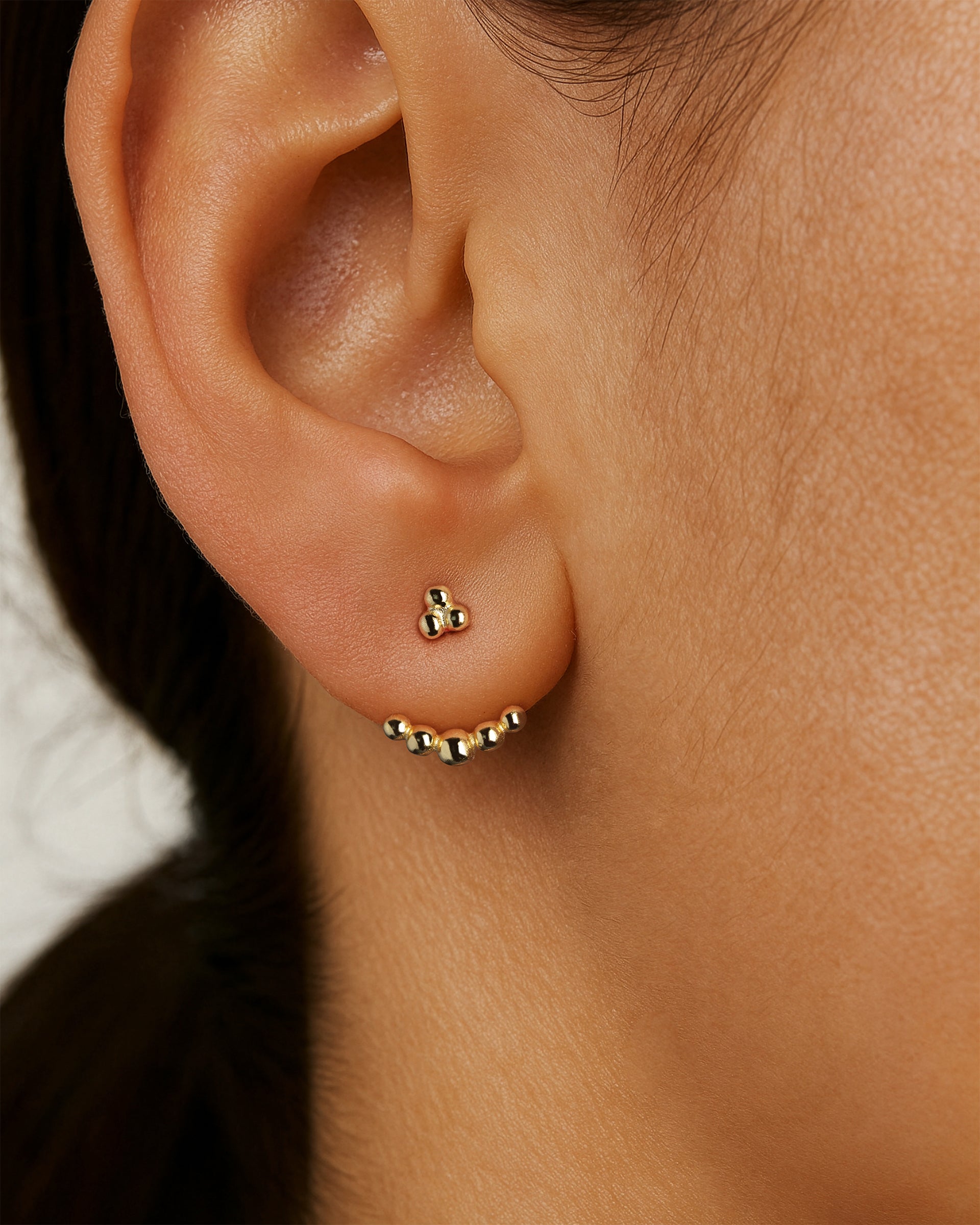 Foam Ear Jacket Stud Earrings in Gold — alternate view
