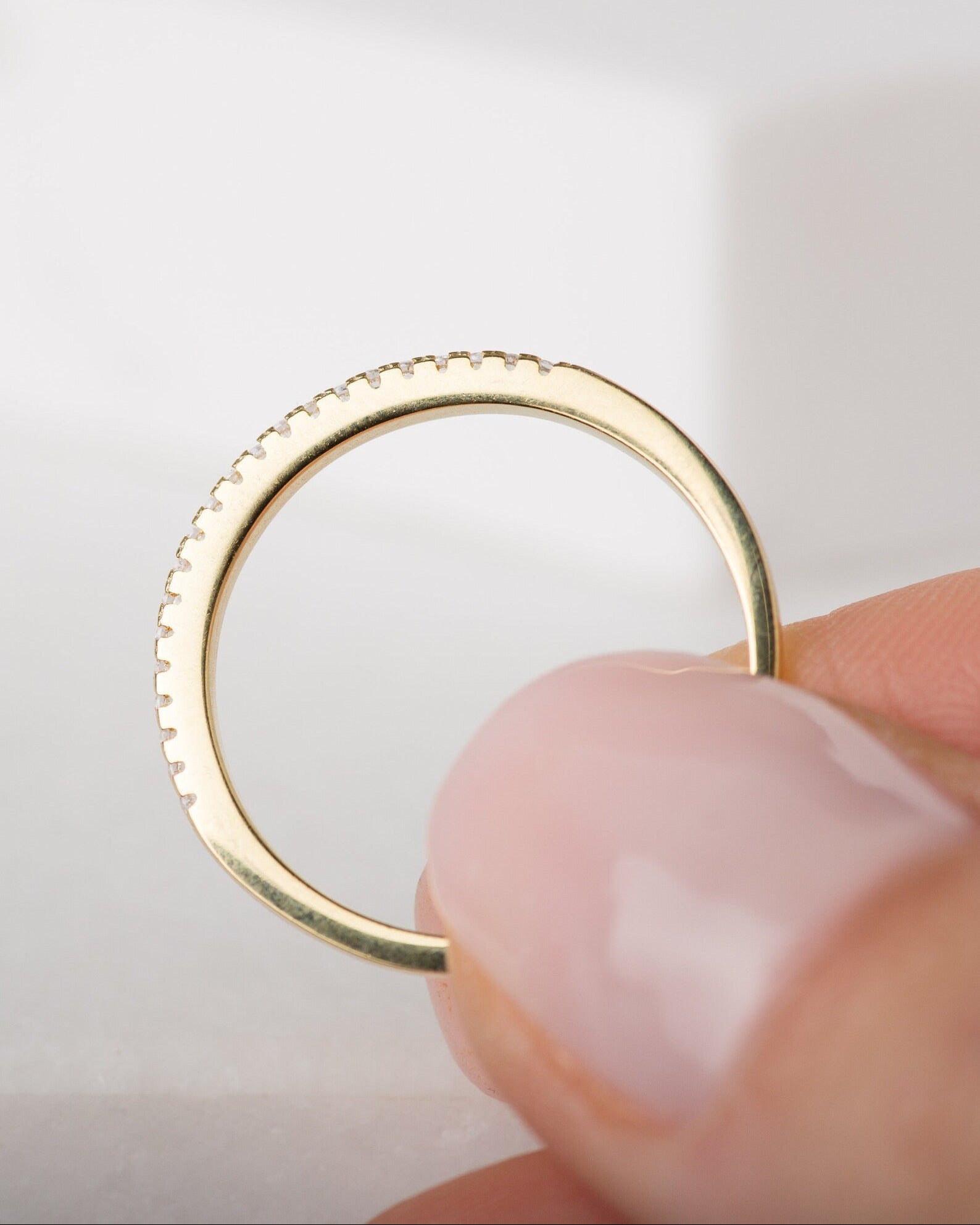Half Eternity Pave Ring in Gold — alternate view