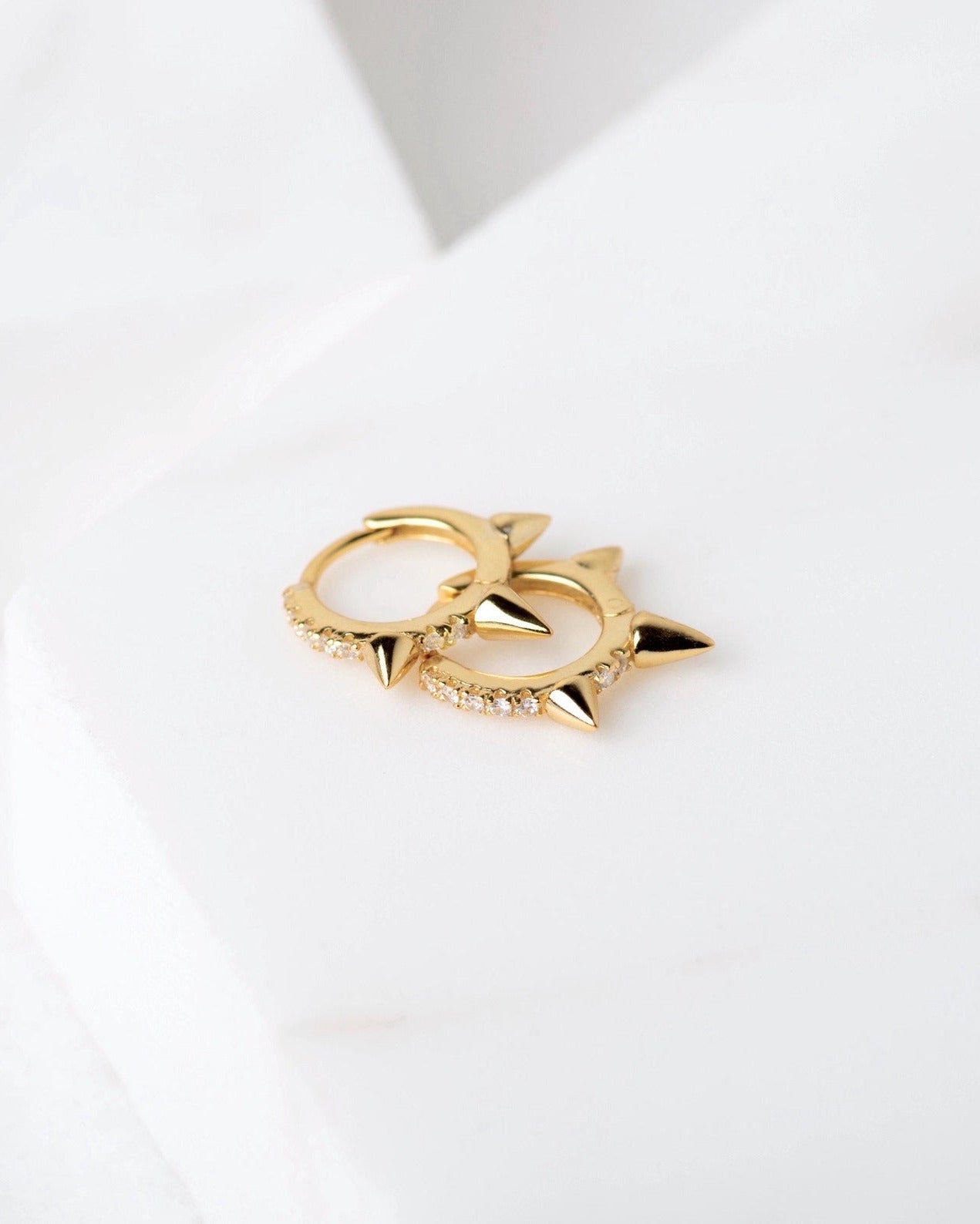 Trieste Pave Huggie Hoops in Gold — alternate view