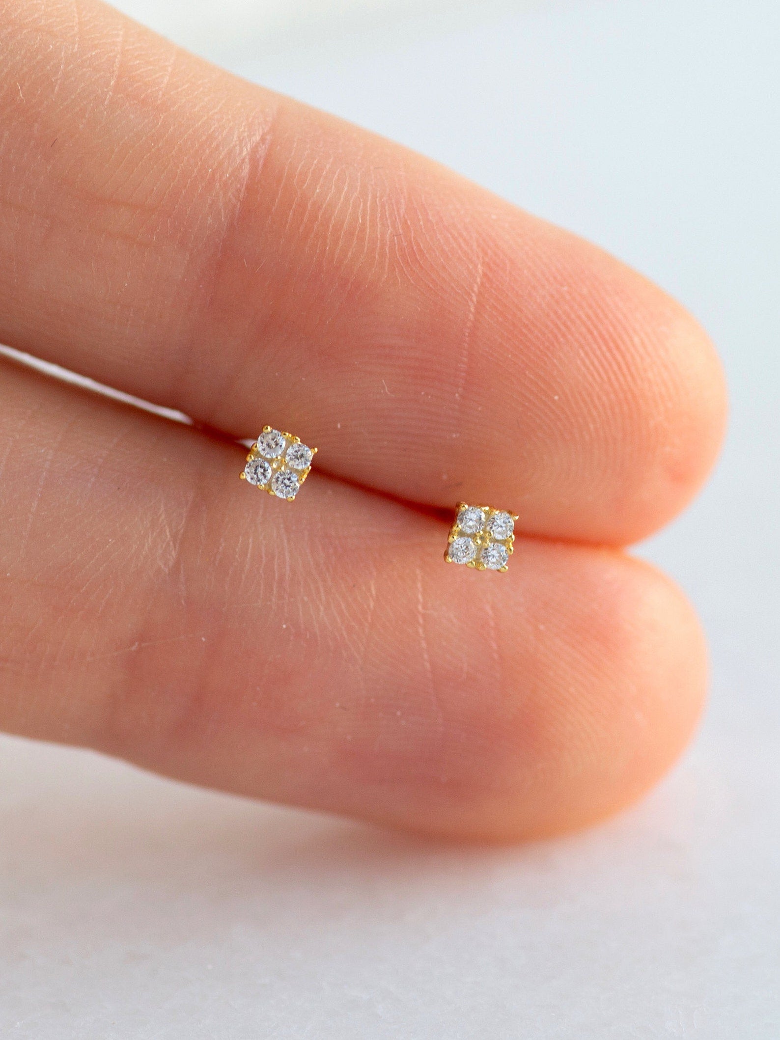 Tetra Studs in Gold — Crystal — alternate view