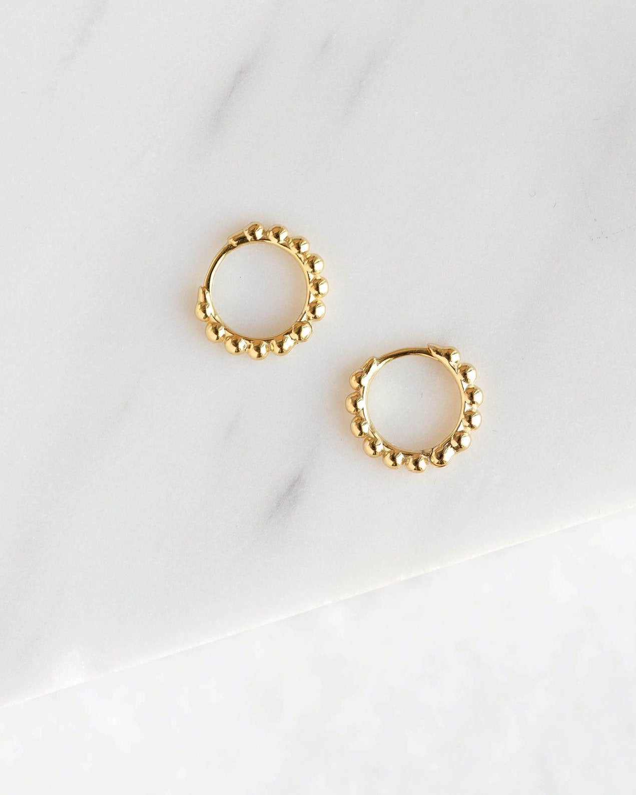 Beaded Huggie Hoops in Gold — alternate view