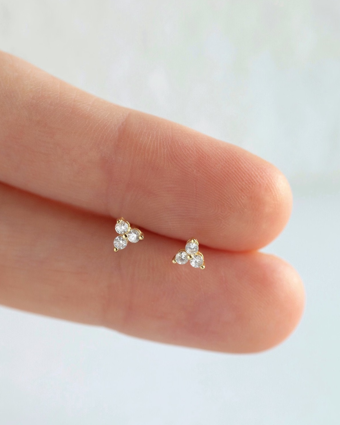 Trinity Studs in Gold — alternate view