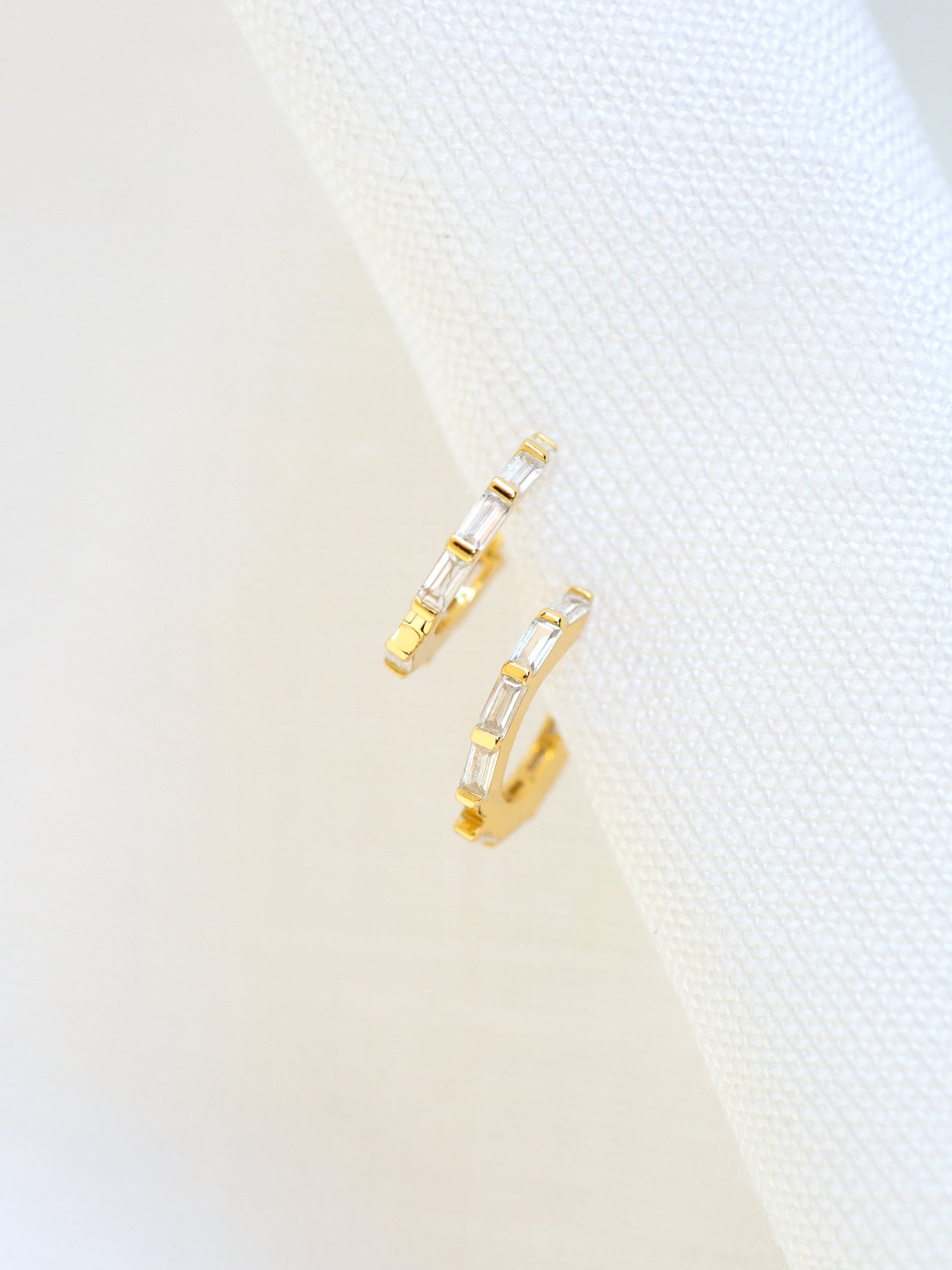 Baguette Hoops in Gold — alternate view