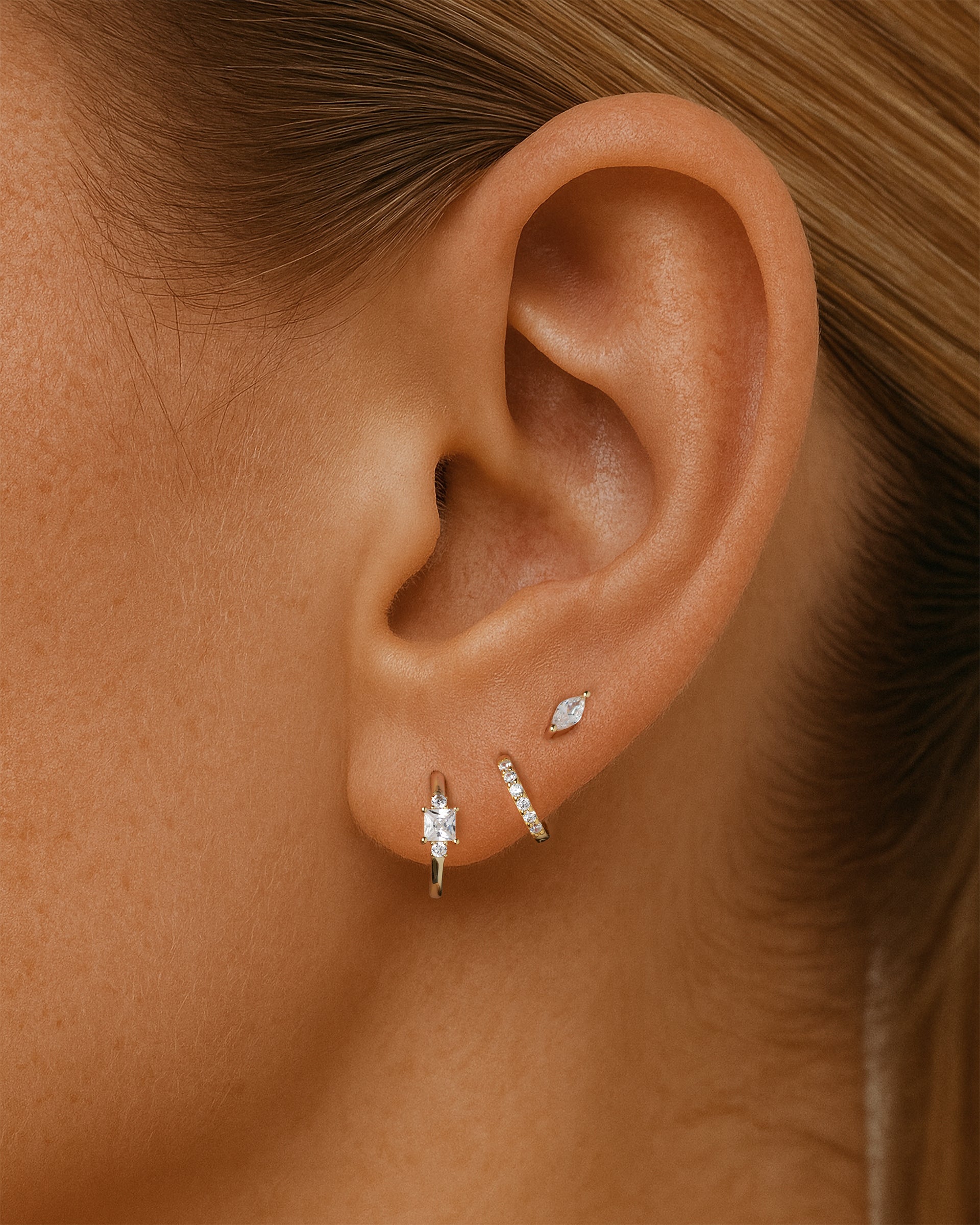 Tiny Marquise Studs in Gold — alternate view