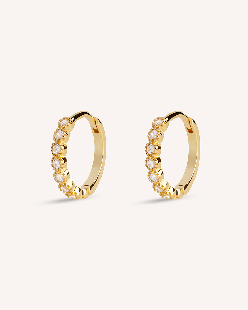 Milgrain Hoops in Gold