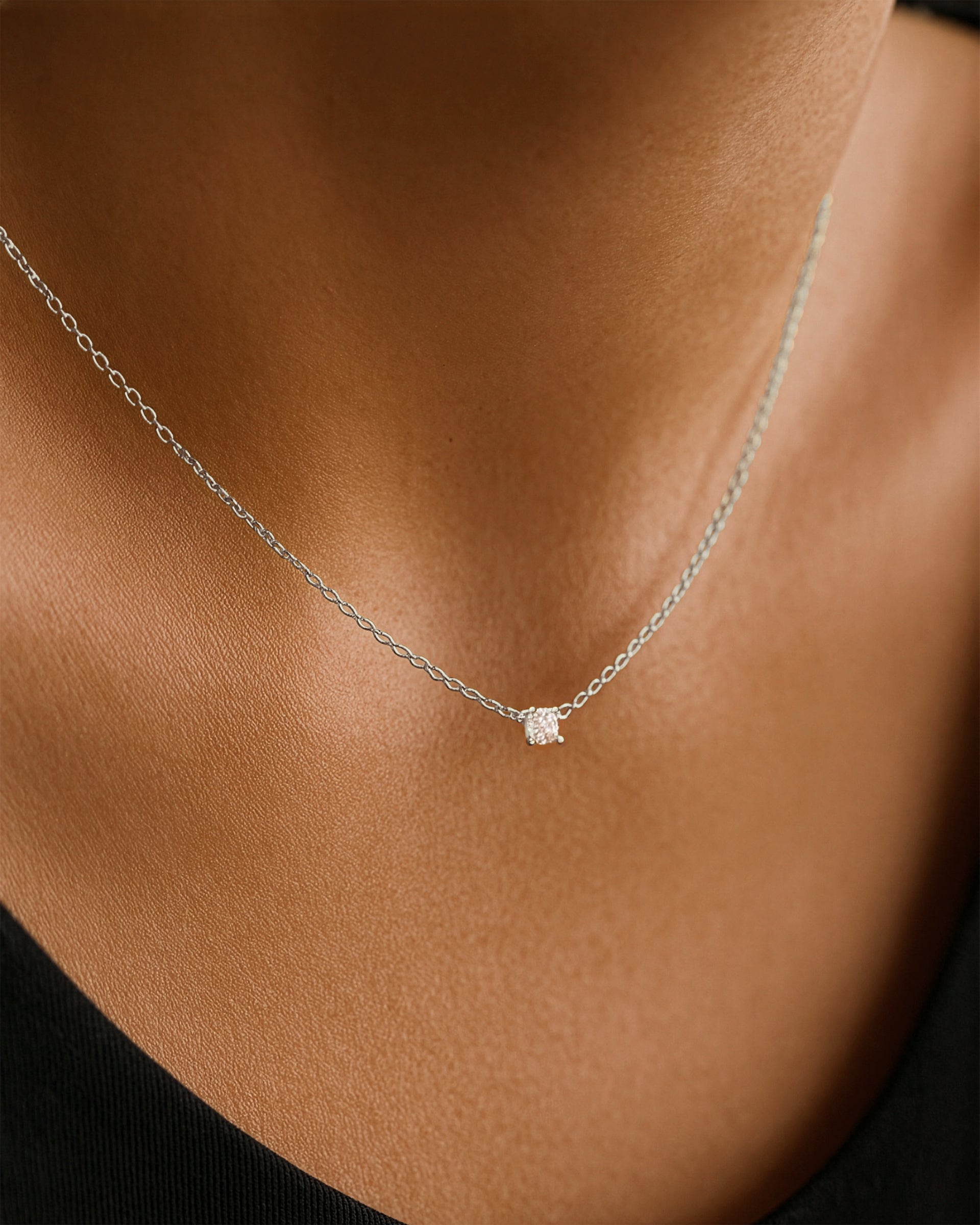 Mini Solitaire Necklace 3mm in Silver — alternate view