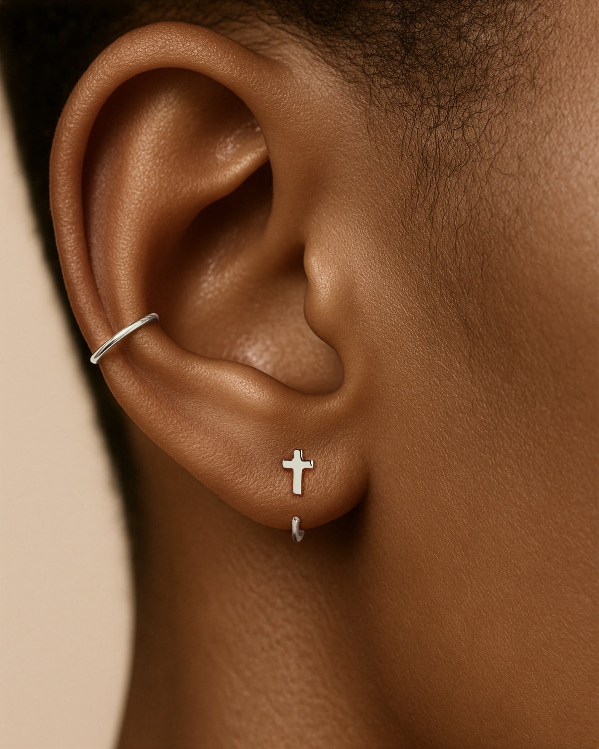 Open Cross Earrings in Silver — alternate view