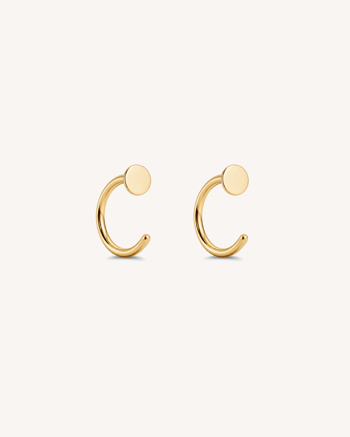 Open Disc Huggie Earrings in Gold