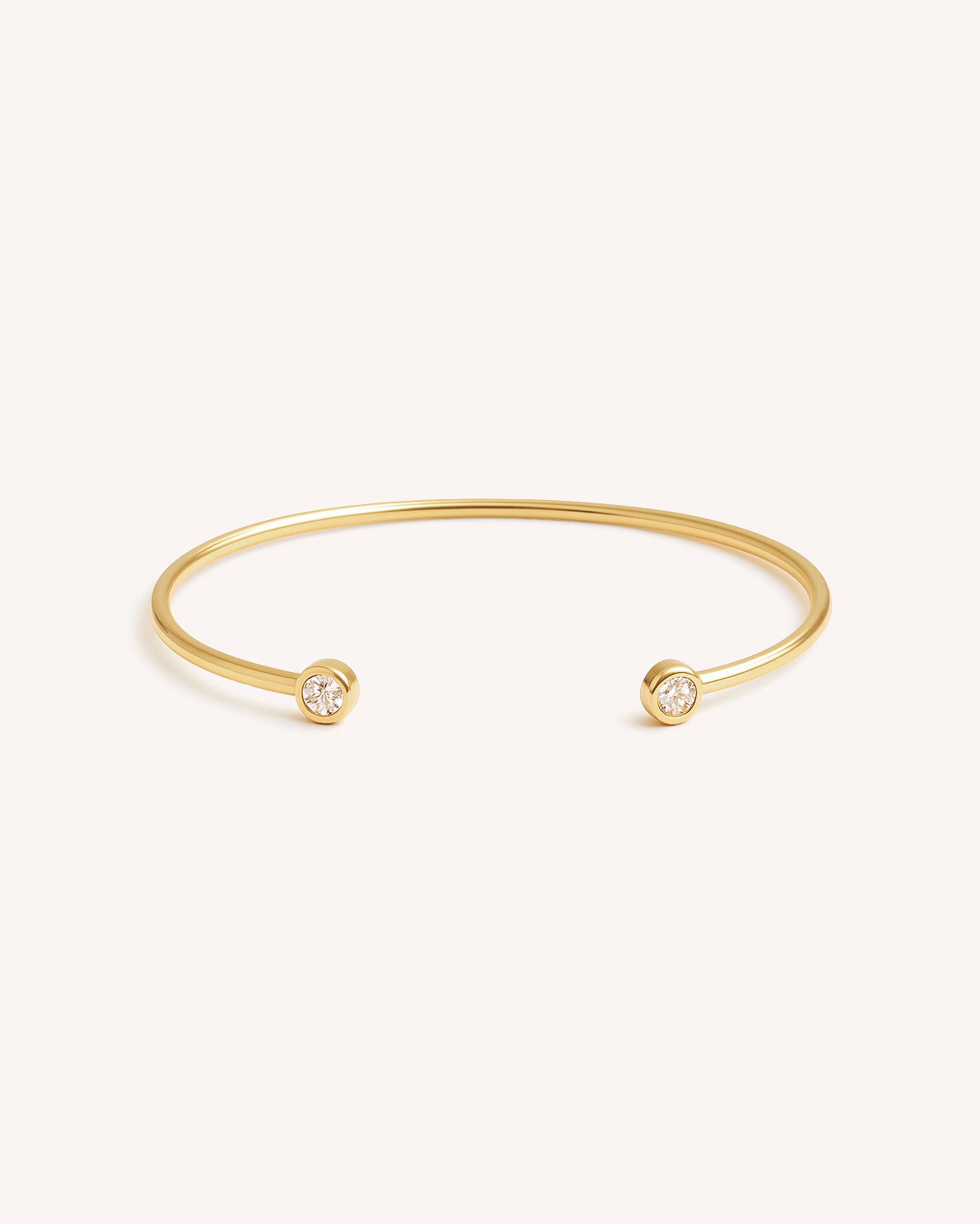 Double Solitaire Open Cuff Bracelet in Gold