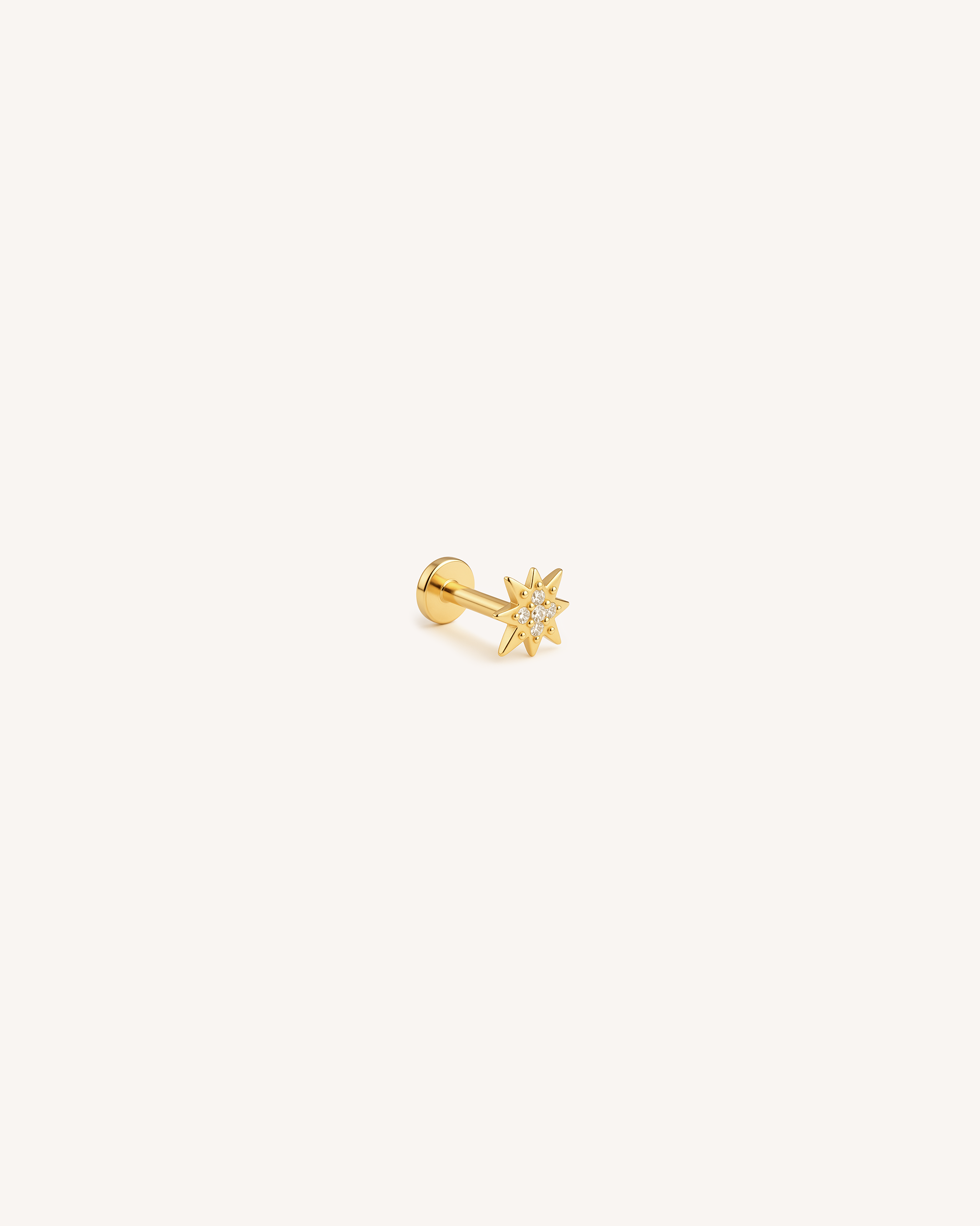 Starburst Pave Labret Stud in Gold