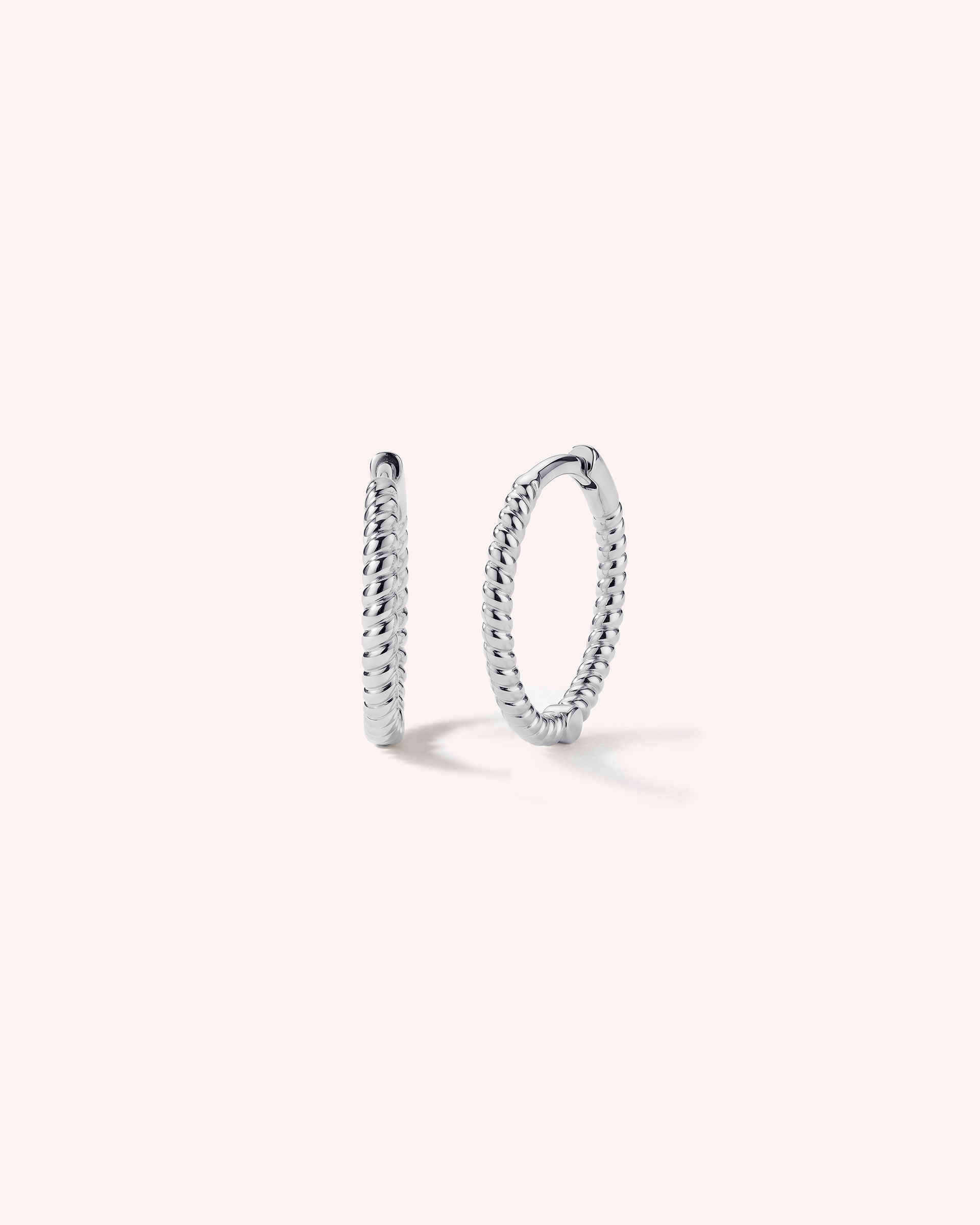 Thin Braid Hoops 8mm in Silver