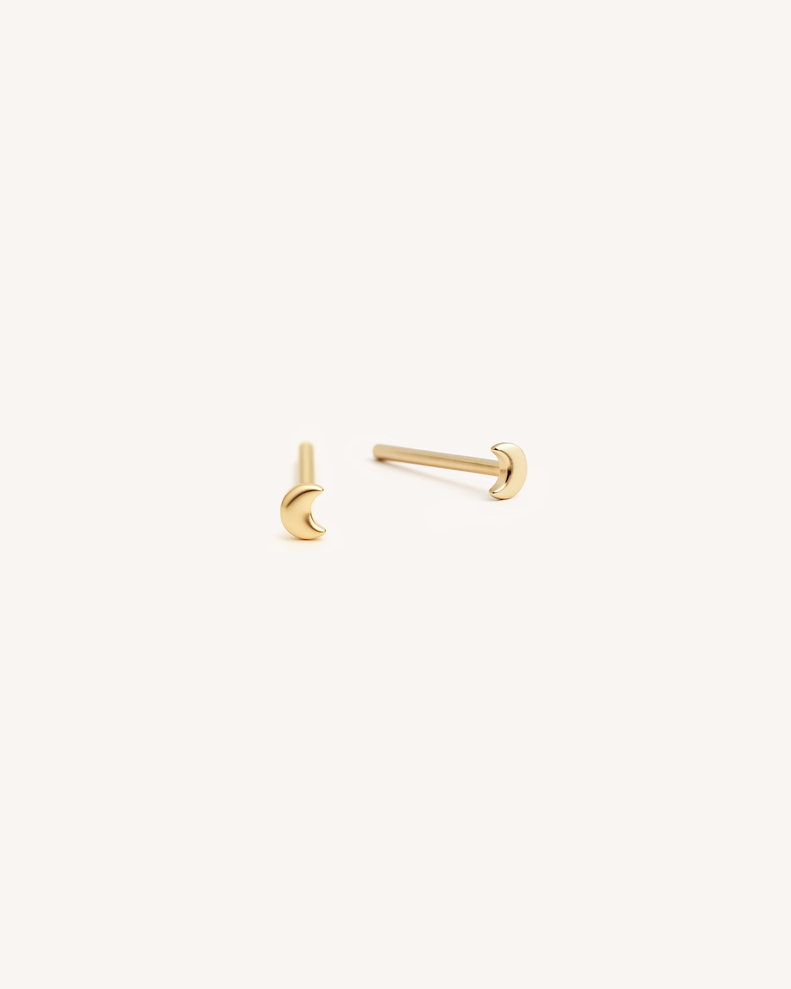 Tiny Moon Studs in Gold