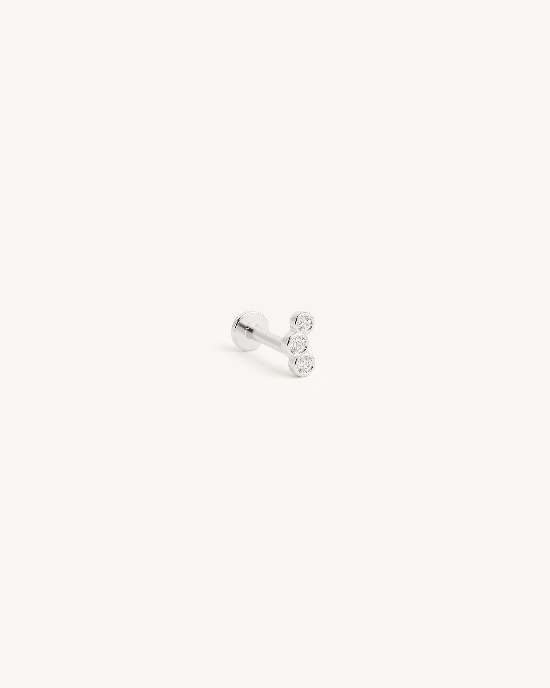 Trio Crystal Labret Stud in Silver