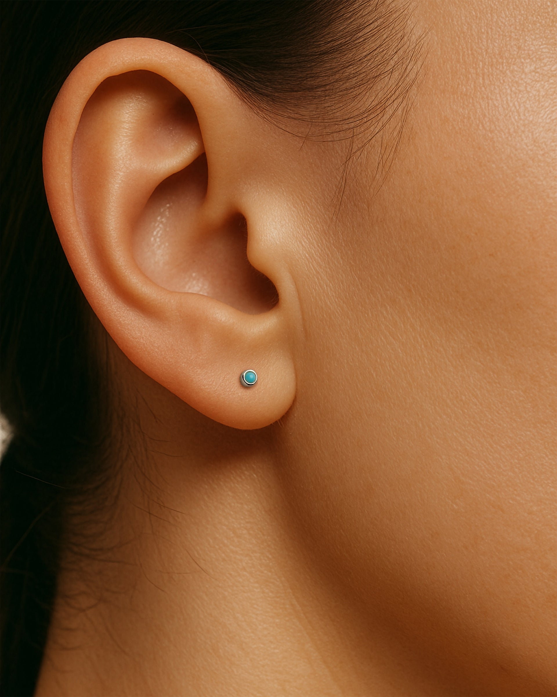 Turquoise Studs 2.5mm in Silver — alternate view