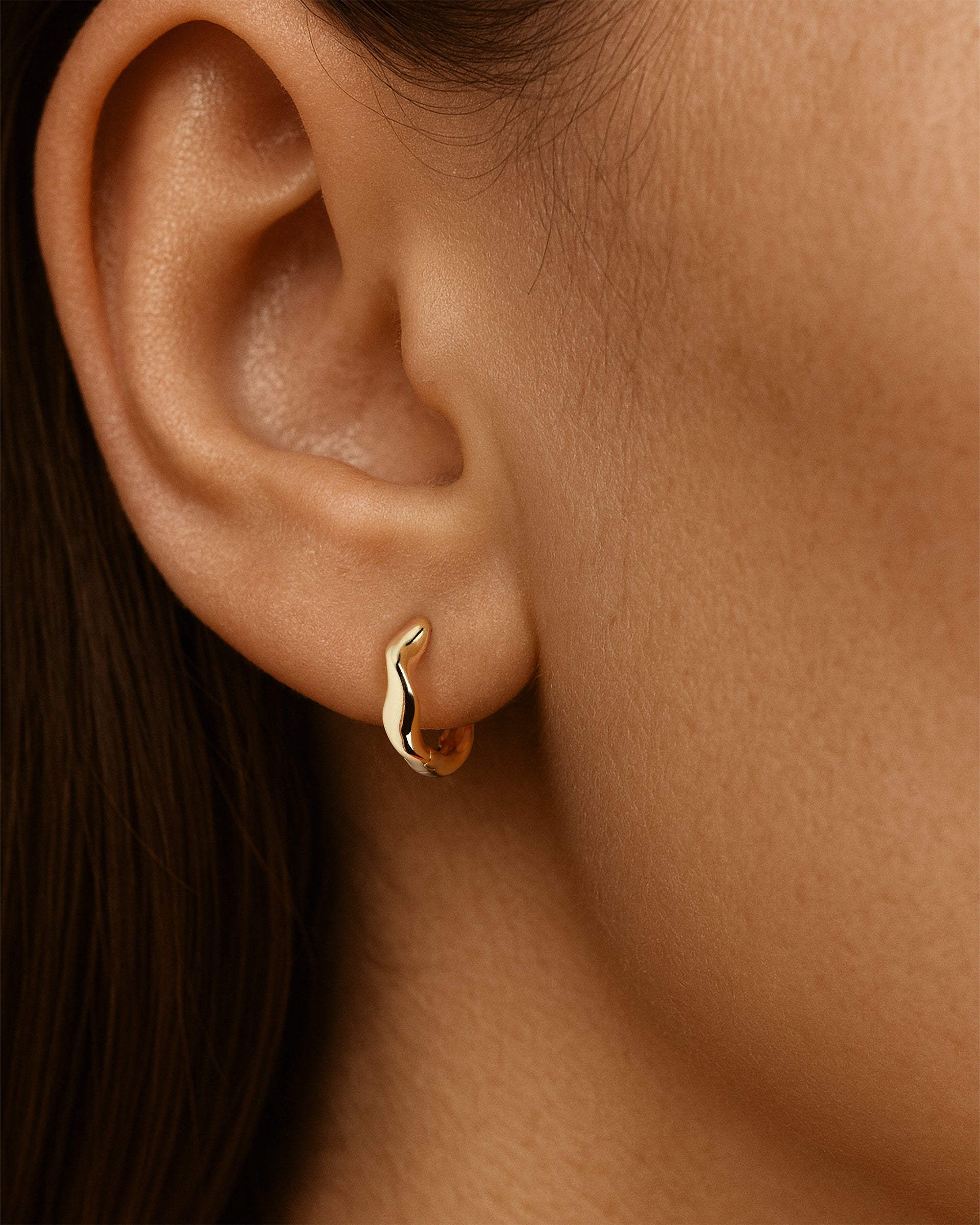 Wavy Hoops in Gold — alternate view