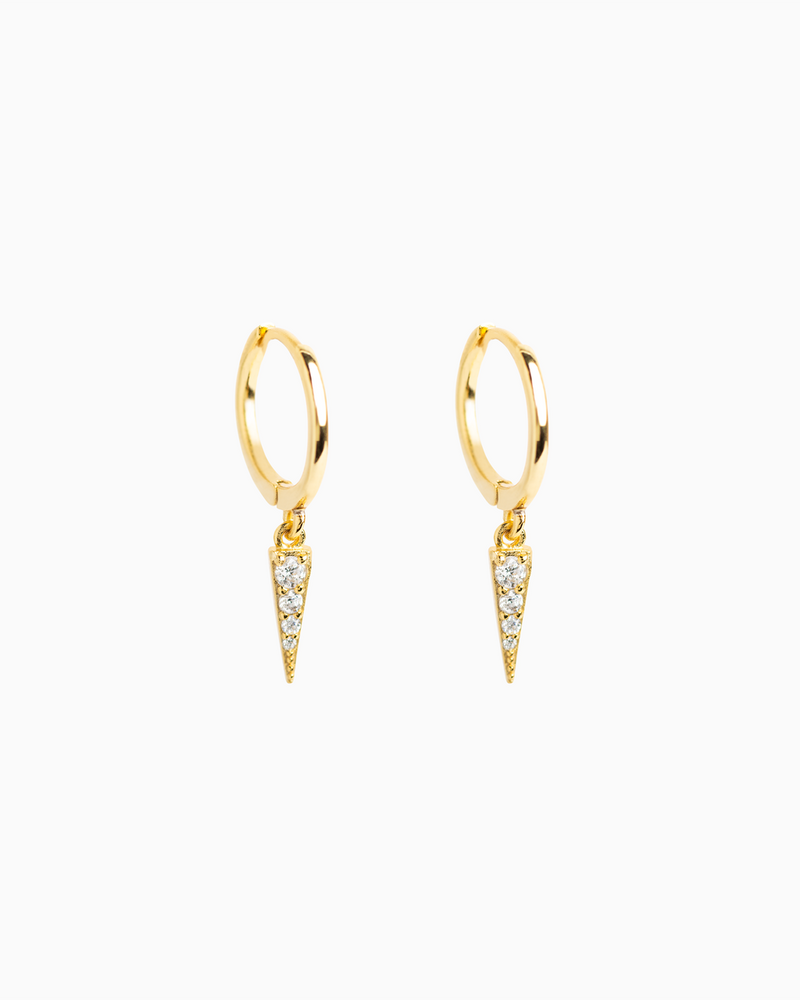 Pavé Triangle Hoops Gold Plated over Sterling Silver