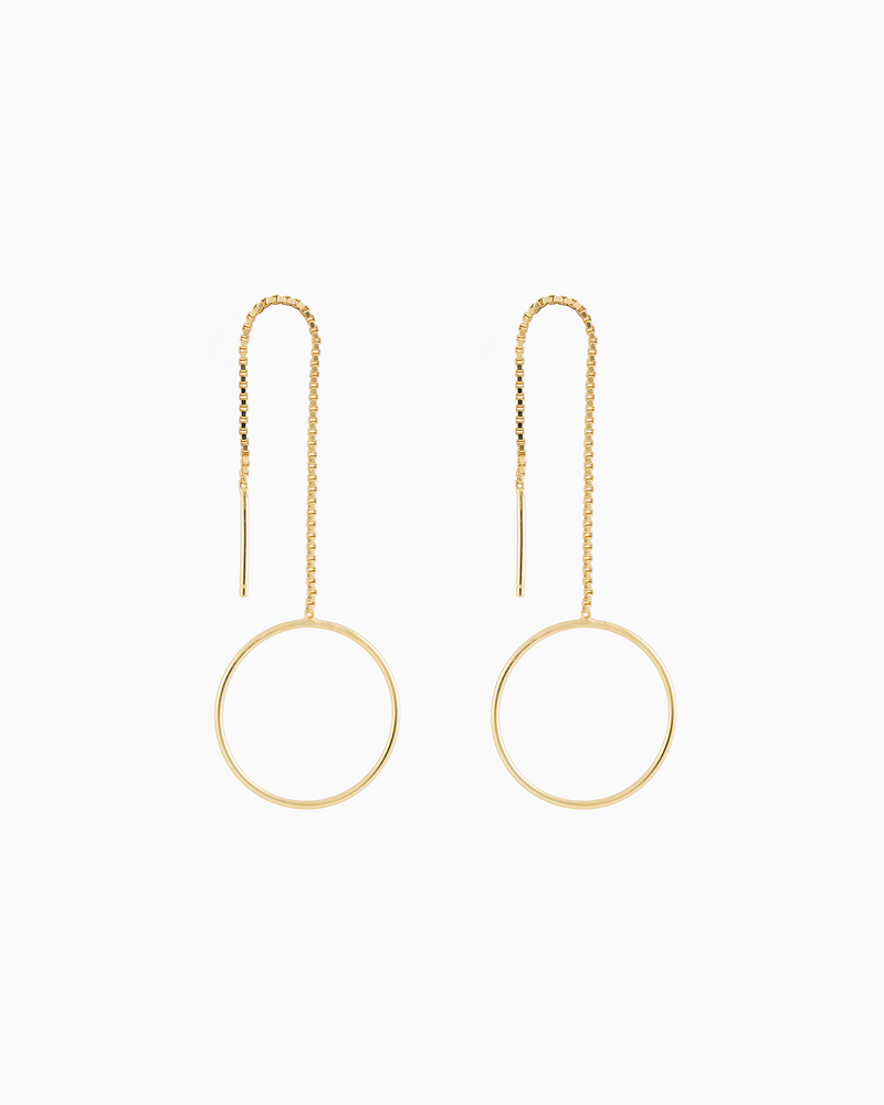 Monocle Drop Earrings Gold Plated over Sterling Silver