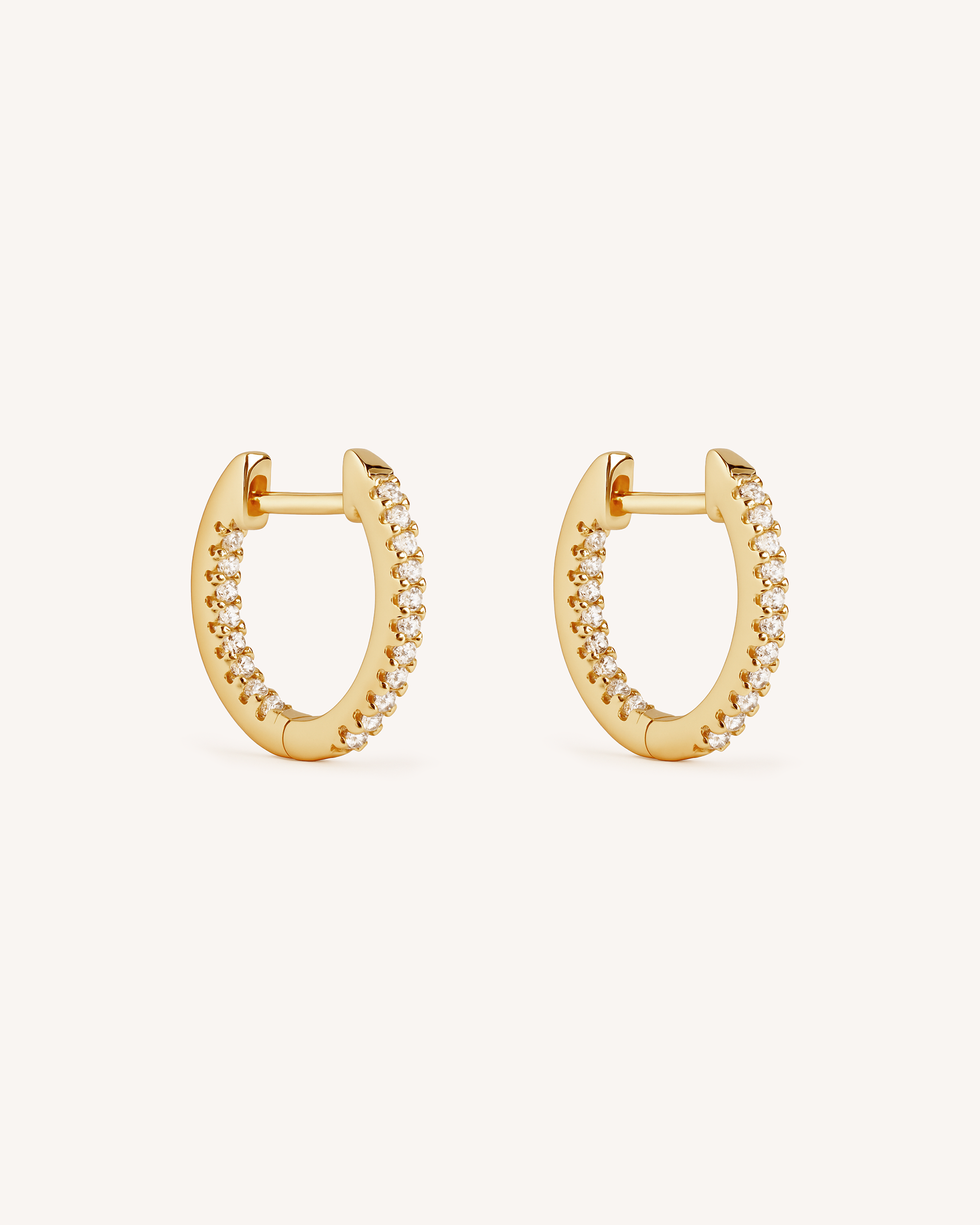 Medium Pave Hoops in Gold