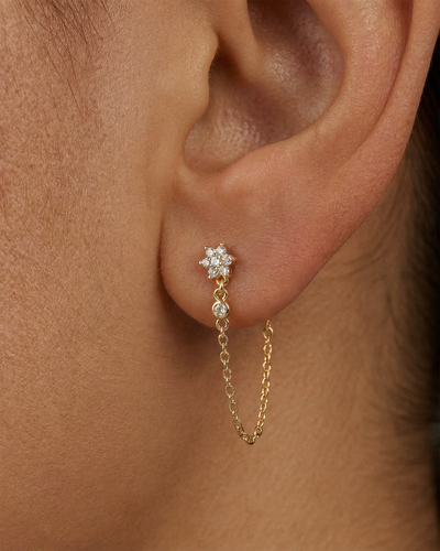 Flower Chain Stud Earrings in Gold — alternate view
