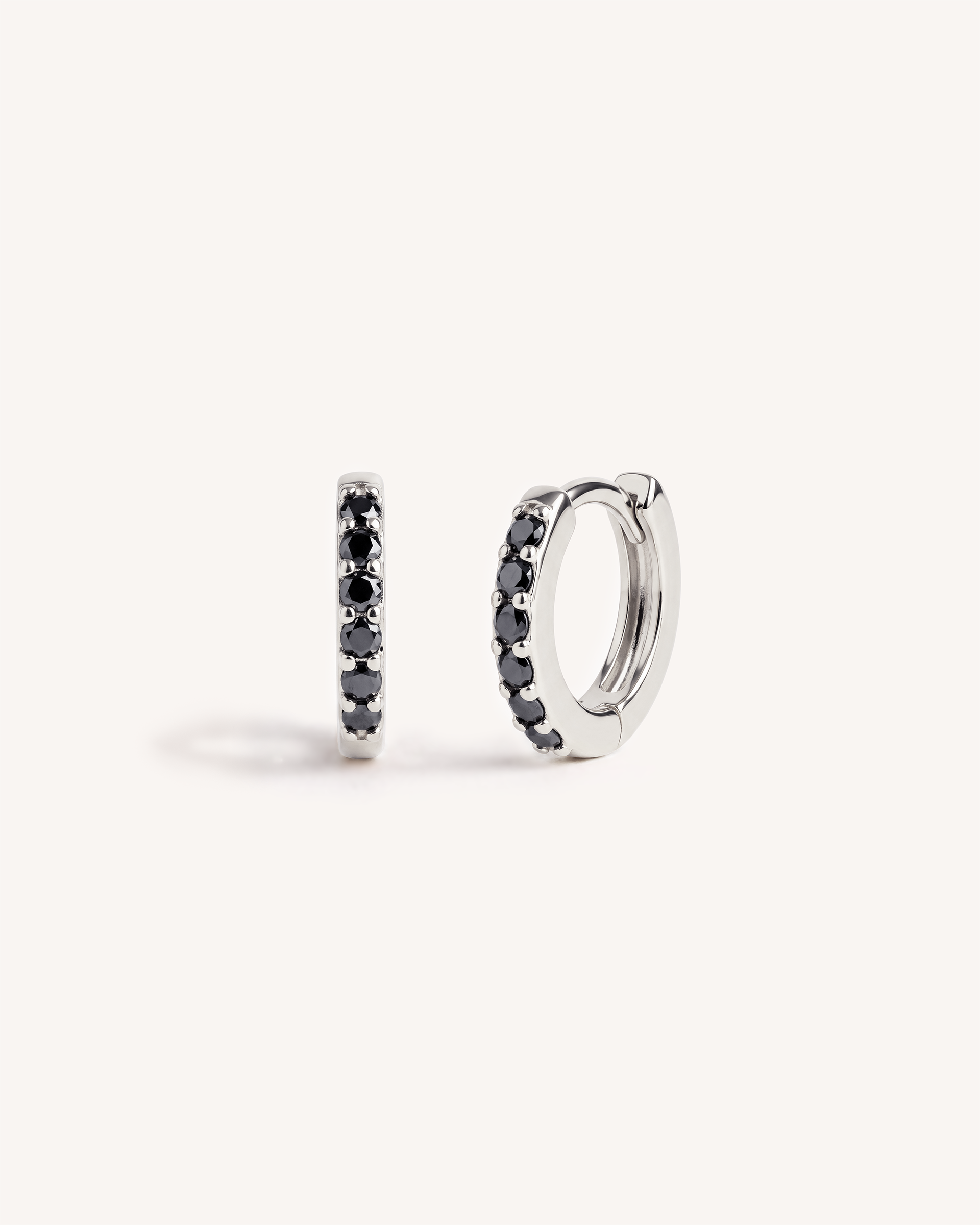 Mini Pave Huggie Hoops in Silver — Onyx