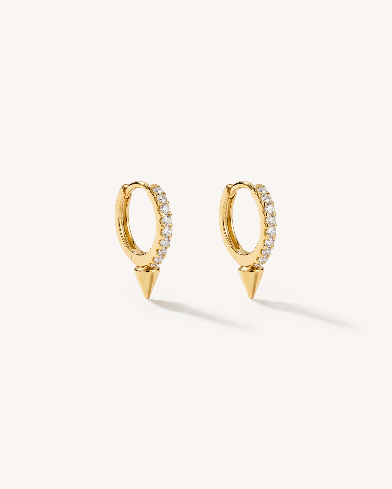 Mini Spike Pave Huggie Hoops in Gold
