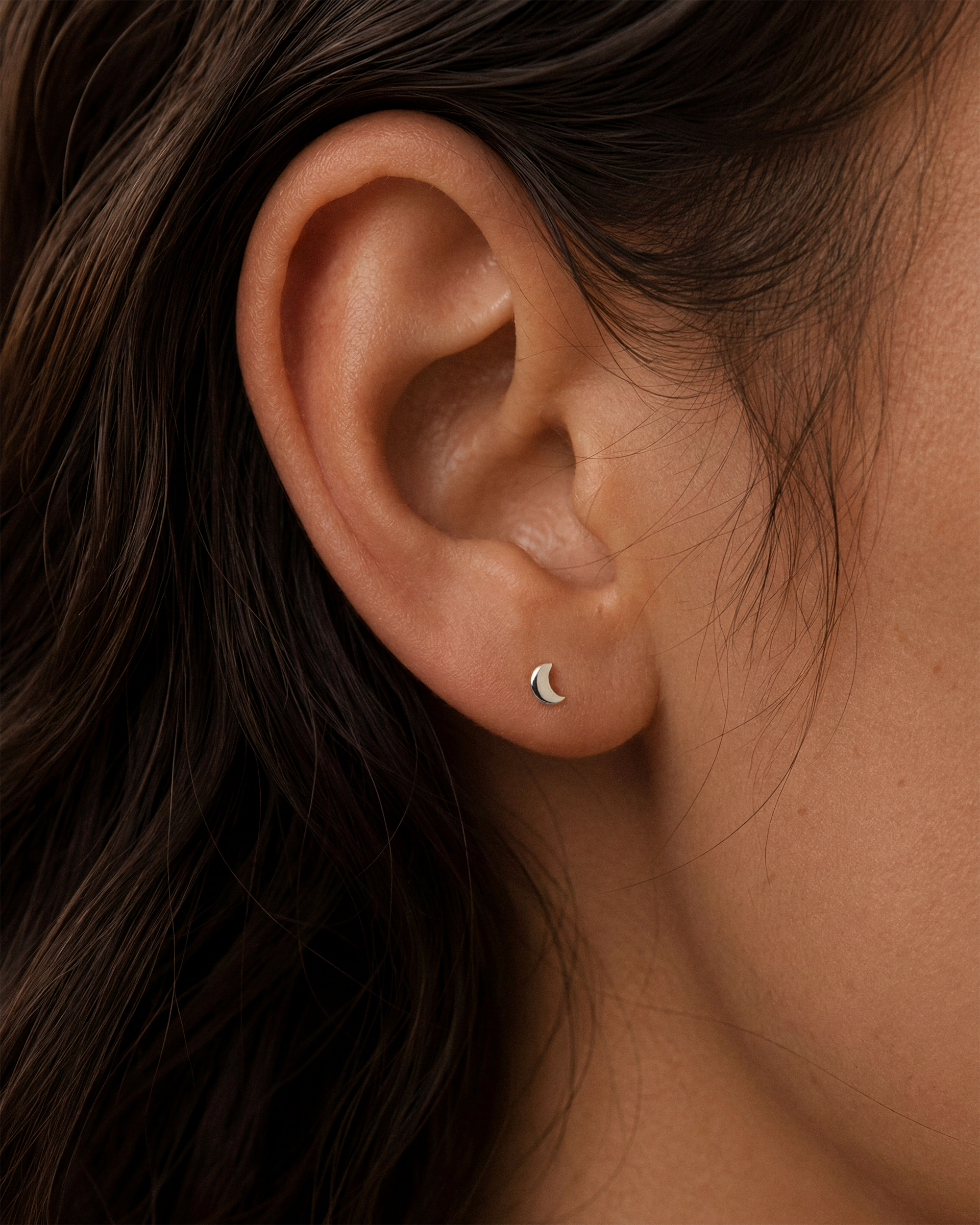 Moon Studs in Silver — alternate view