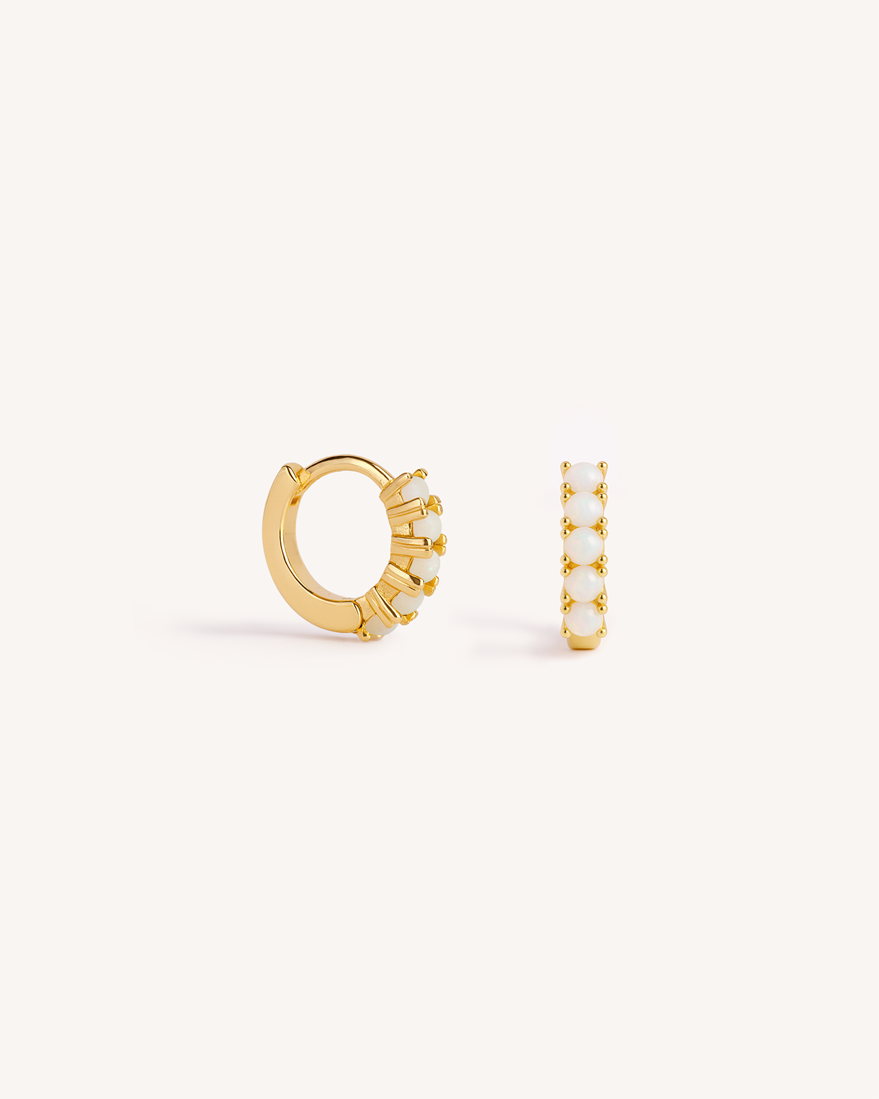 Opal Huggie Hoops in Gold
