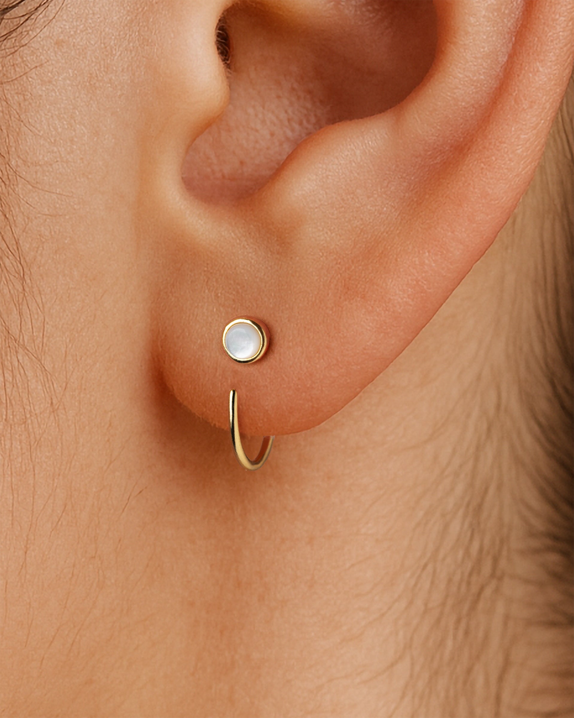 Opal Open Hoop Earrings in Gold — alternate view