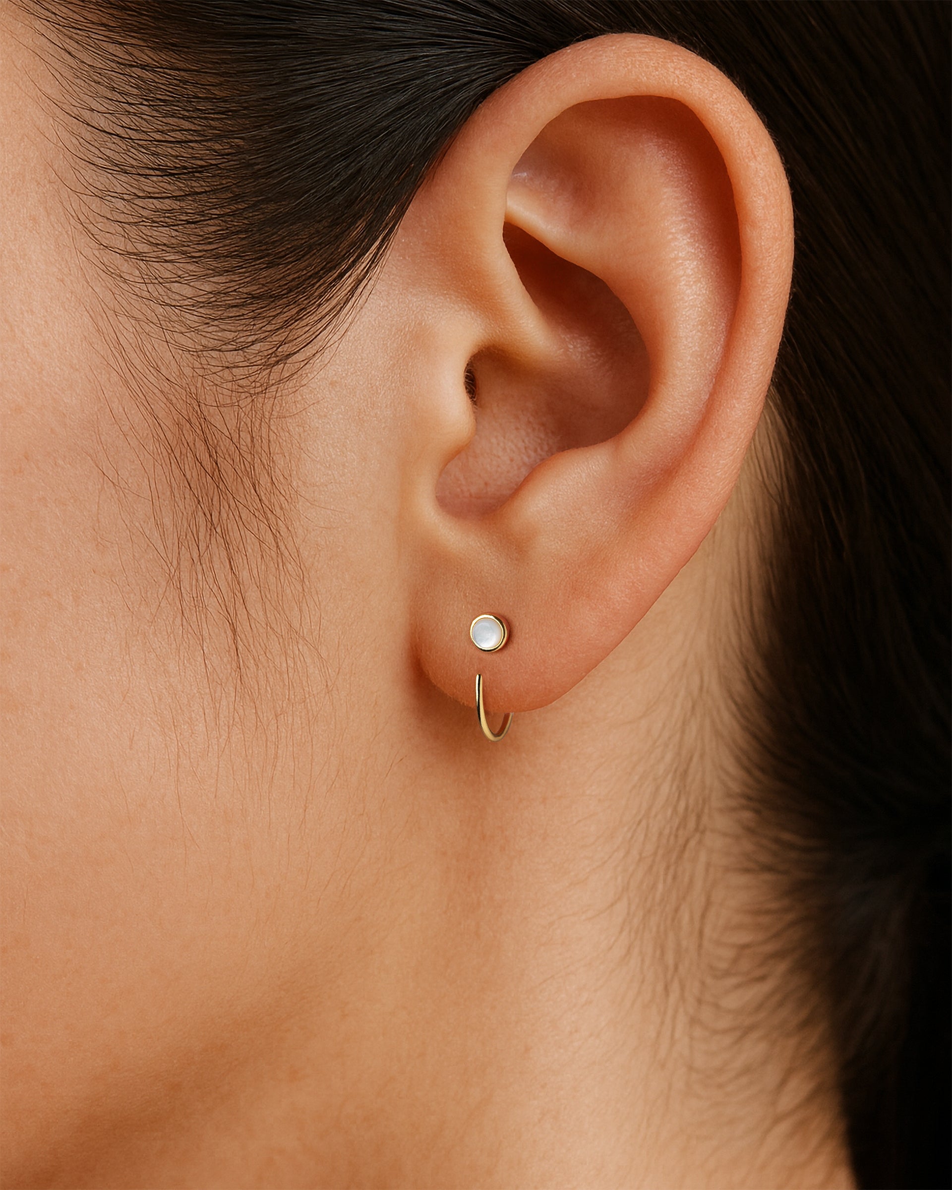 Opal Open Hoop Earrings in Gold — alternate view